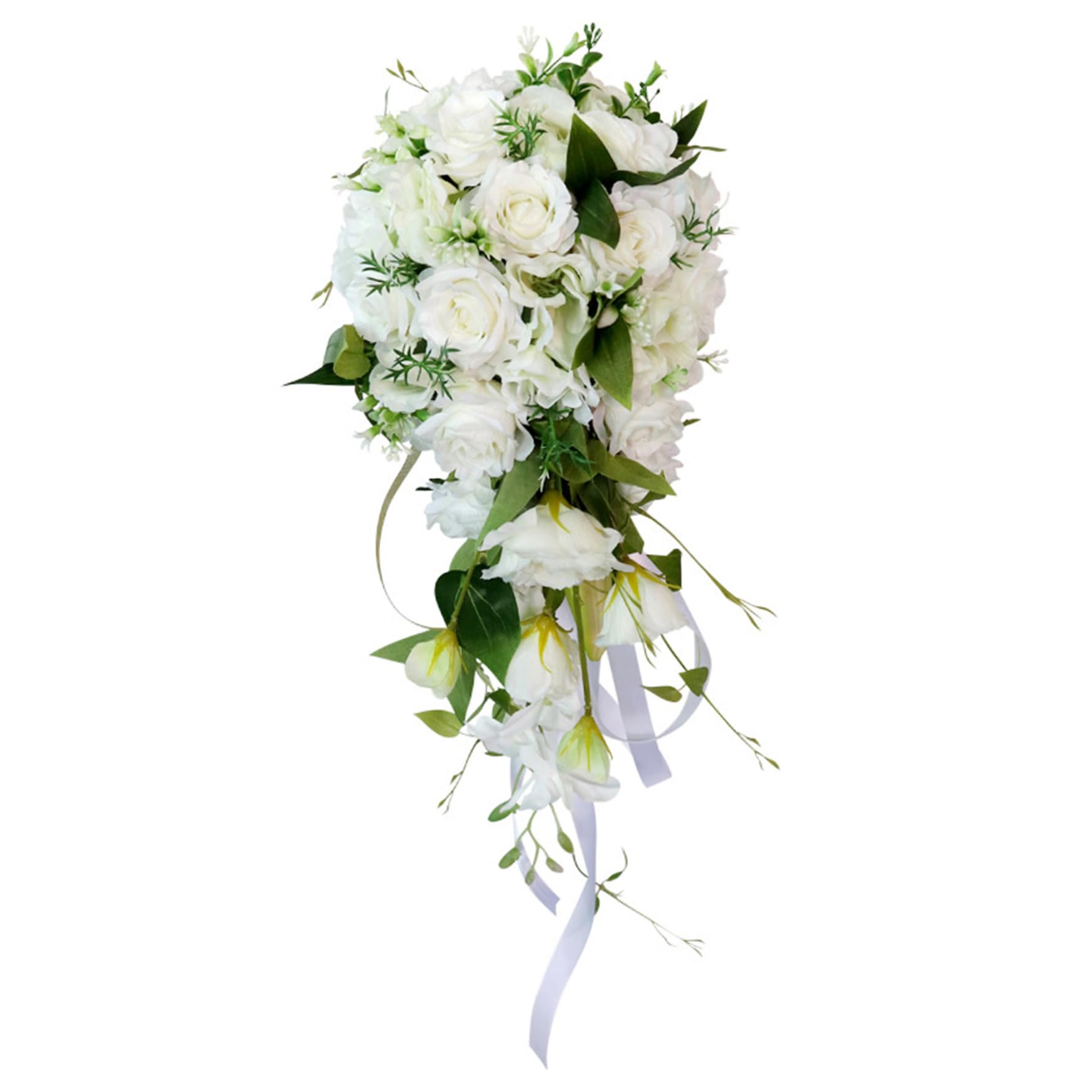 Bouquet de mariée 9.1x21,7 pouce en cascade de roses artificielles