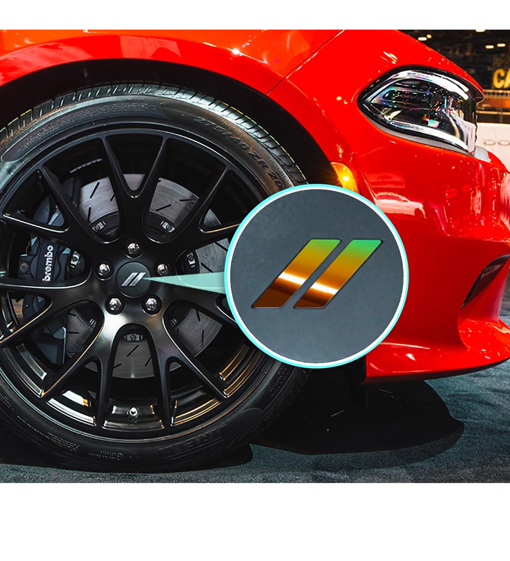 IPG Compatible for Dodge Charger Challenger Durango Wheel Center Cap Decal Sticker Wrap Kit Personalize Your Vehicle (Inner Logo, Mirror Green Gold)