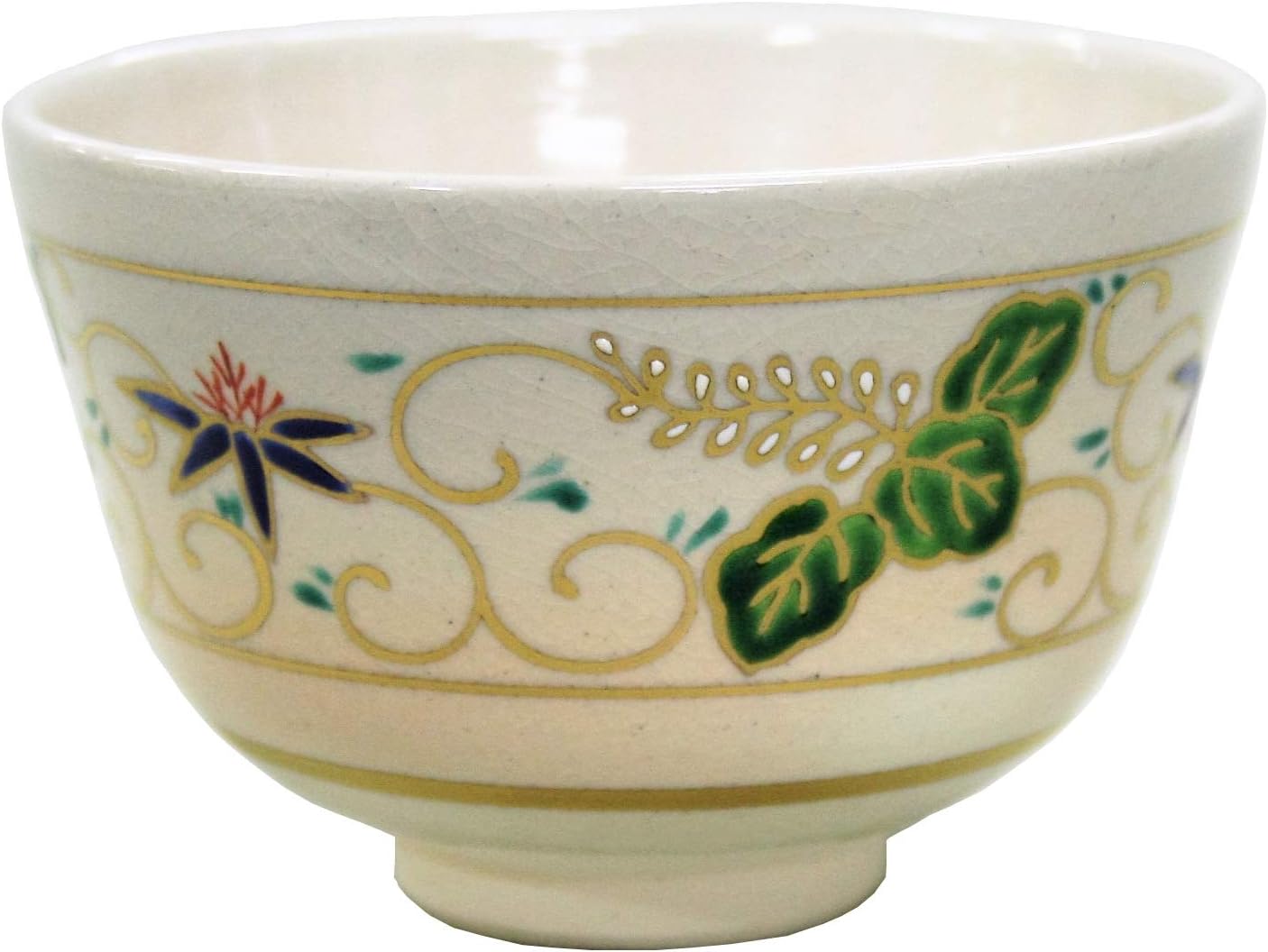 Nakamura Yohei Matcha Bowl, White, Size: Diameter 4.7 x Height 3.1 inches (12 x 8 cm), Niyo, Obikiri Arabese, Paper Box Included