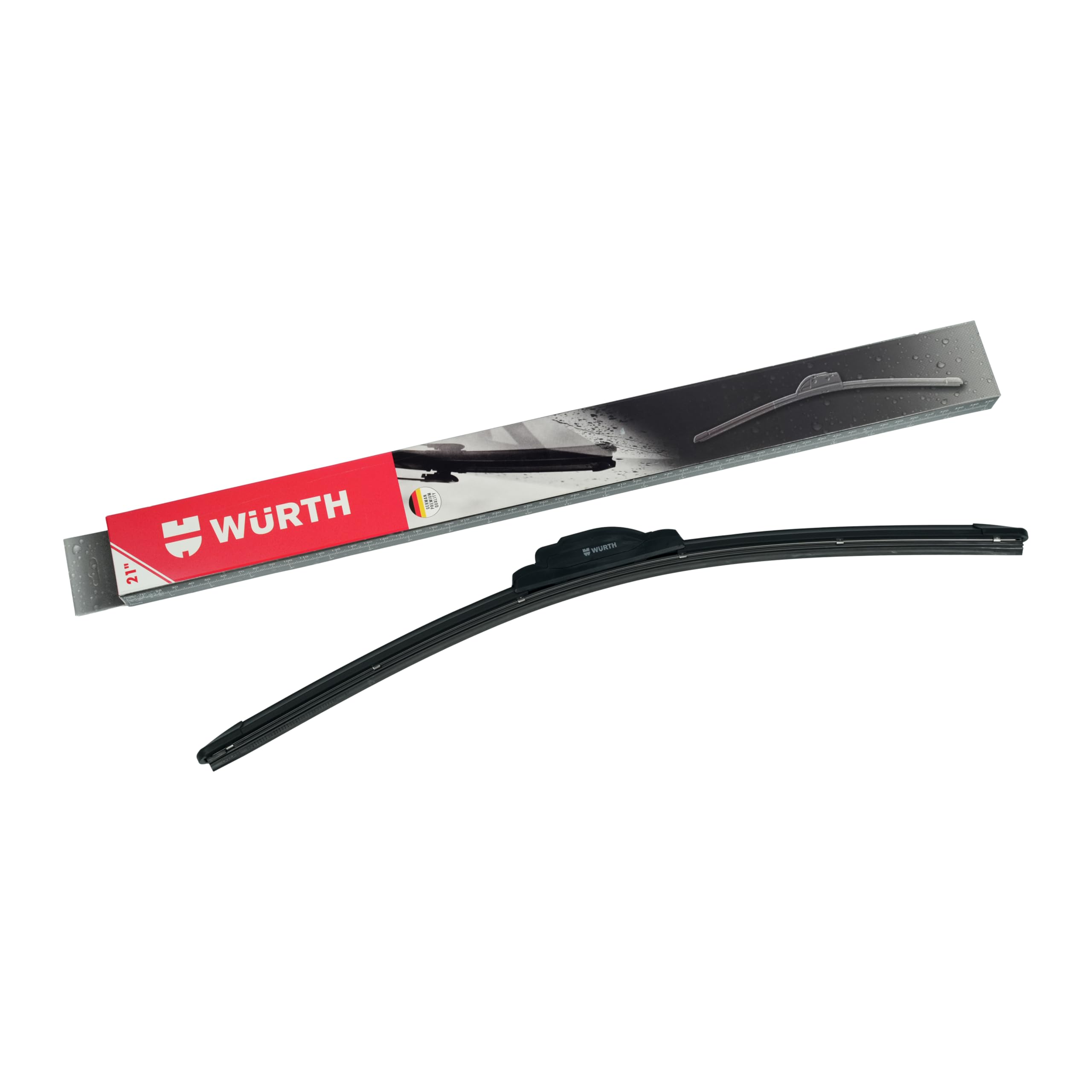 Wuerth Car Windscreen Wiper Blade 21 Inch | Frameless Banana Wiper | Premium Flat blade with Nano Graphite Coating | OE Fit U-Hook