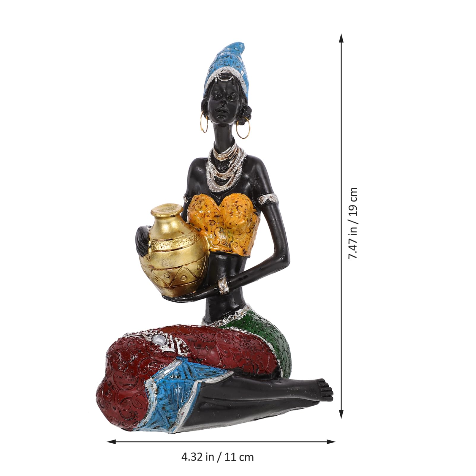 Personajes Africanos De Resina Escultura De Mujer Africana Decoración Artesanal para Hogar Sala De Estar Dormitorio Obsequio De San Valentín Figura De Escritorio