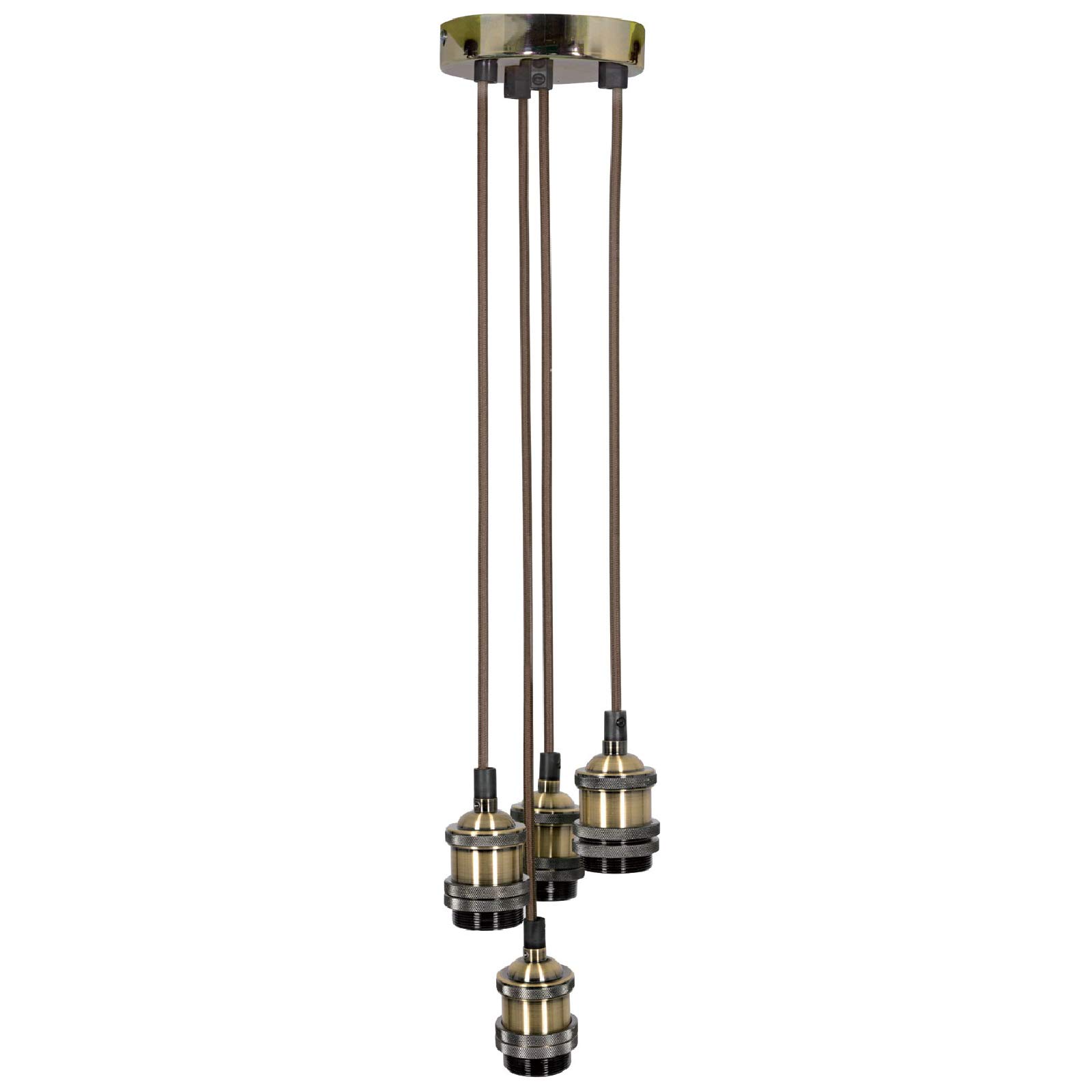 cuádruplo E27 Antique Brass rosa Vintage Lighting Pendant Con 1,8 m Cables [1.8 metros/Quad E27]