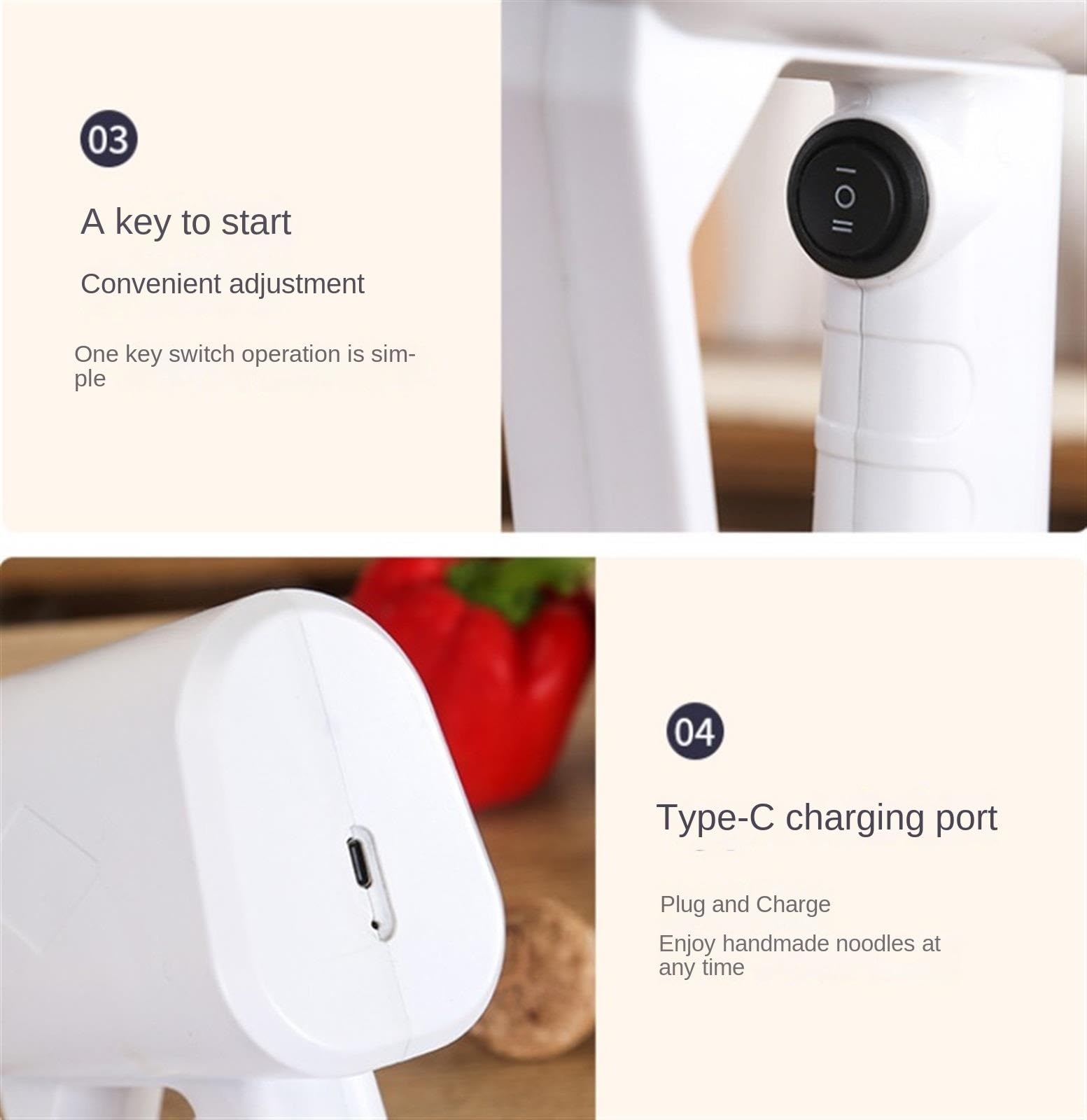 Máquina de Pasta Fresca Máquina Eléctrica Para Hacer Pasta Portátil Para Fideos De Plástico Para Para Uso Doméstico Viajes y Picnics