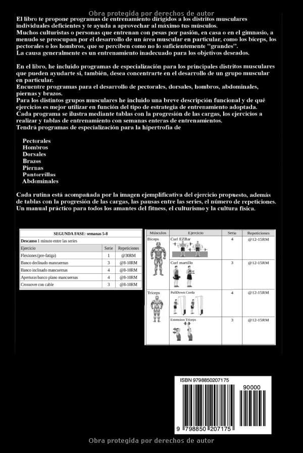 Miniatura 2 de Culturismo. Programas de especialización para grupos musculares Rutinas de Entrenamiento Aumento de Masa Muscular y Fitness para Pectorales, ...
