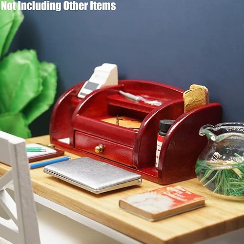 Miniatura 6 de Odoria 16 Papelería miniatura casa de muñecas accesorios de oficina, WineRed