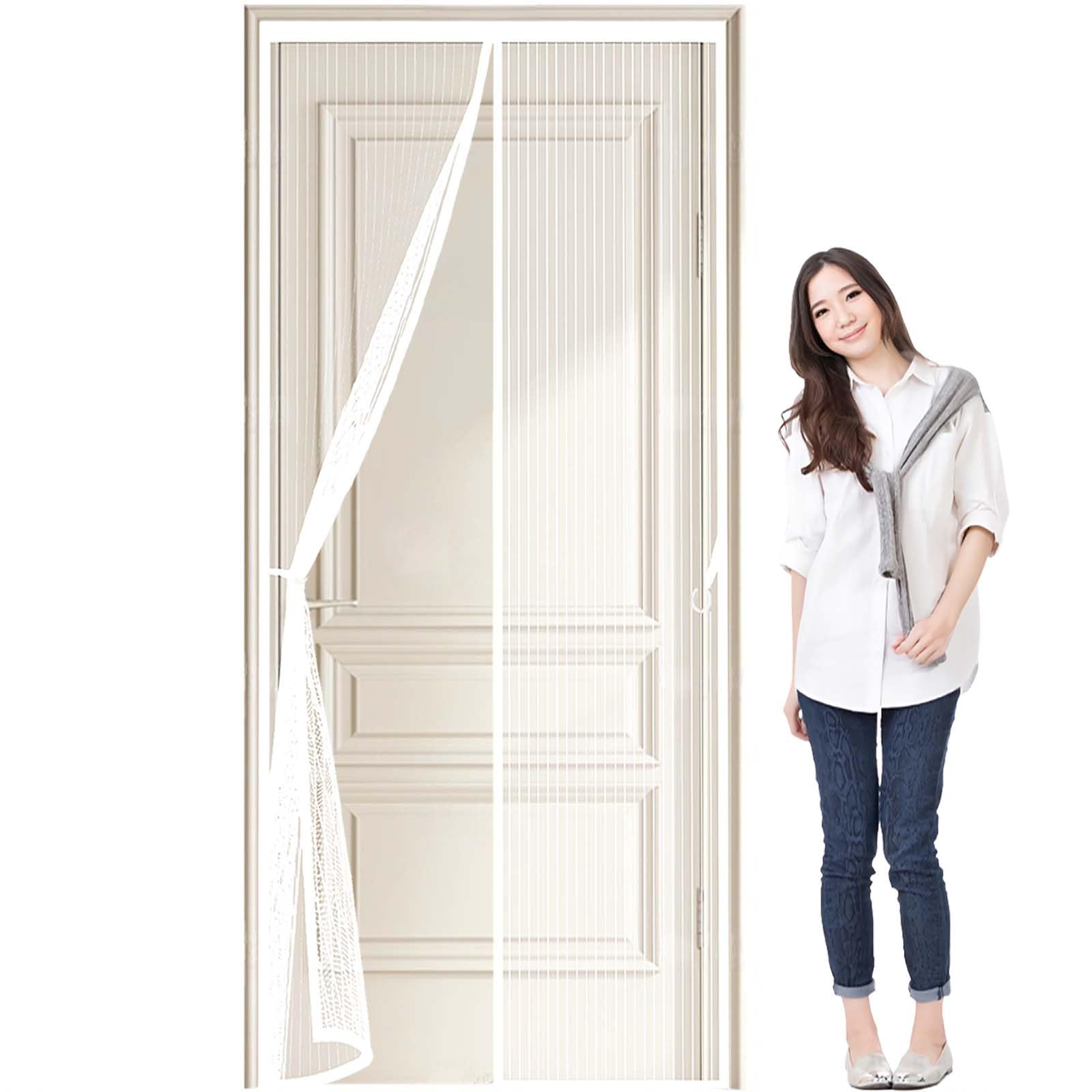 Feijdon White Heavy Duty Bug Mesh Curtain 130X195cm(Widthxhigh) Durable, Keeps Bugs Out, Kid And Pet Friendly Heavy Duty Mesh Bug Curtain Hundreds Of Sizes, Lets Fresh Air In,