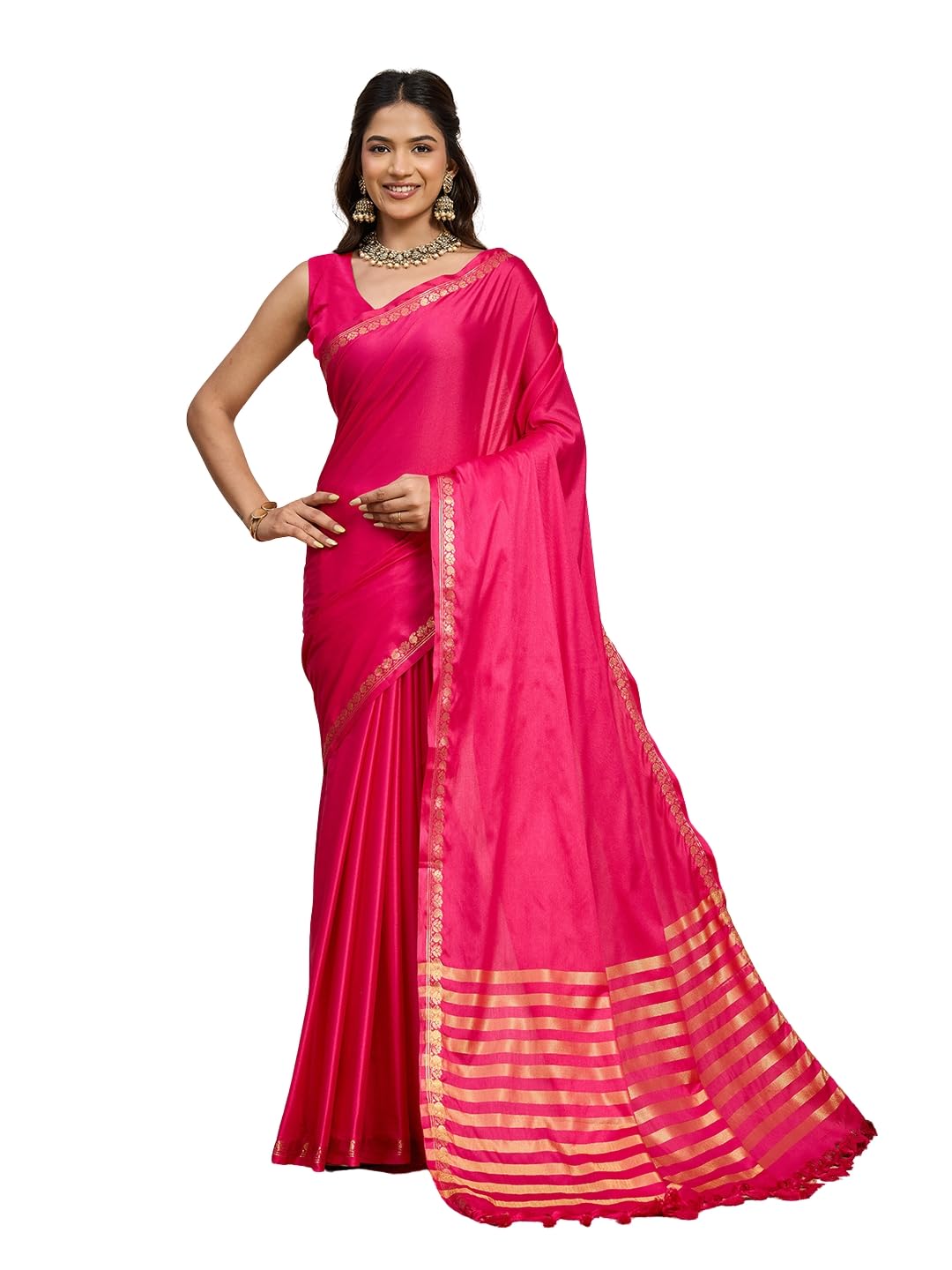 Kanjivaram Banarasi Art Silk Saree | Paisley Jacquard Lustrous Woven Sari with Blouse Piece | Wedding Festival Reception Karwa Chauth | Free Size-picture-59