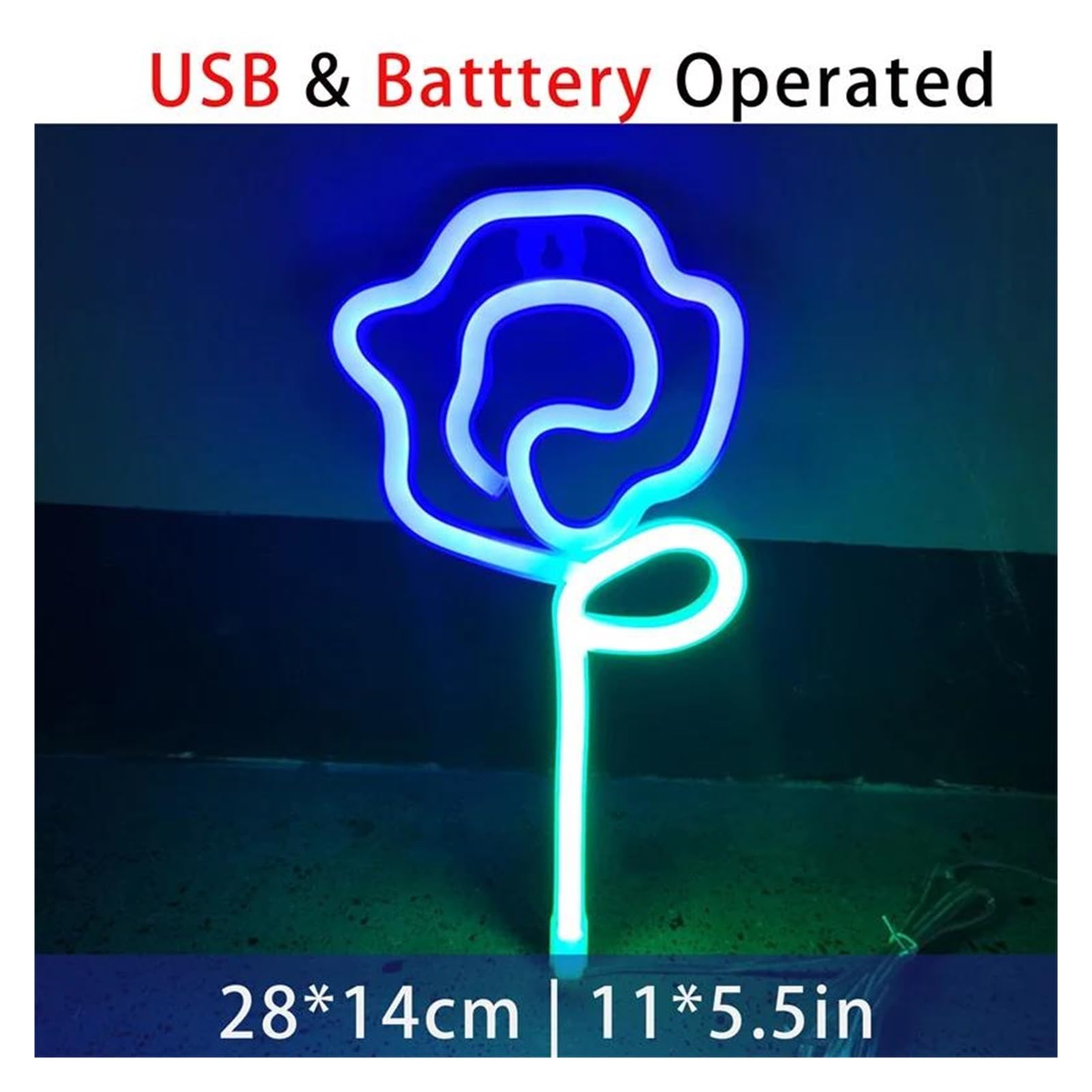 Luces Art Decoration Christmas Letrero De Neón Con Forma De Flor De Rosa LED Para Pared De Habitación, Fiesta, Oficina, Hogar, Bar, Decoración, Lámpara De Neón, Luz Nocturna(Neon-1)