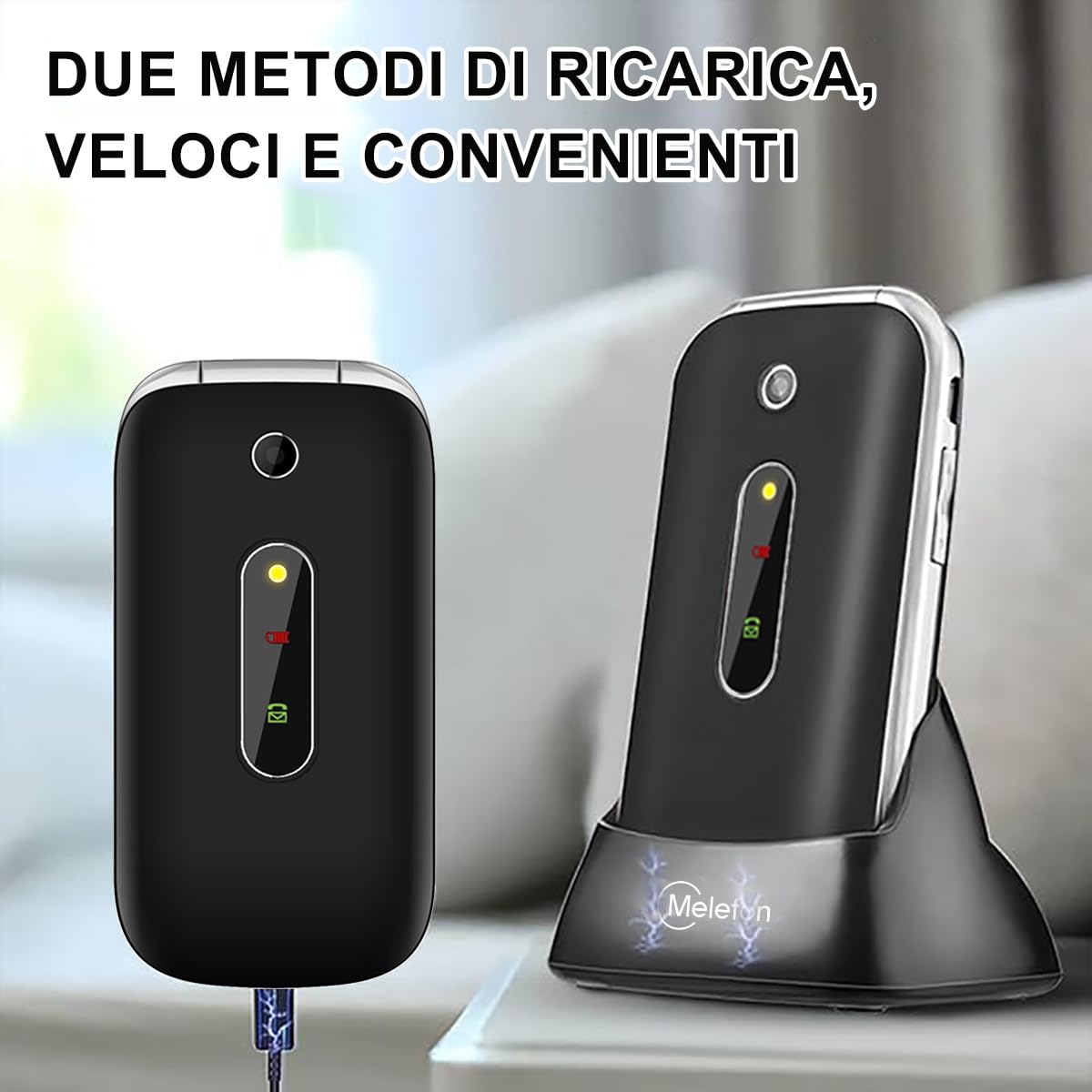 4G Flip Telefoni Cellulari con Tasti Grandi, Telefono Cellulare per Anziani,Pantalla 2..4",Funzione SOS,Volume Alto, Batteria 1350mAh, Radio FM e Torcia Integrata - Semplice da Usare per Nonni