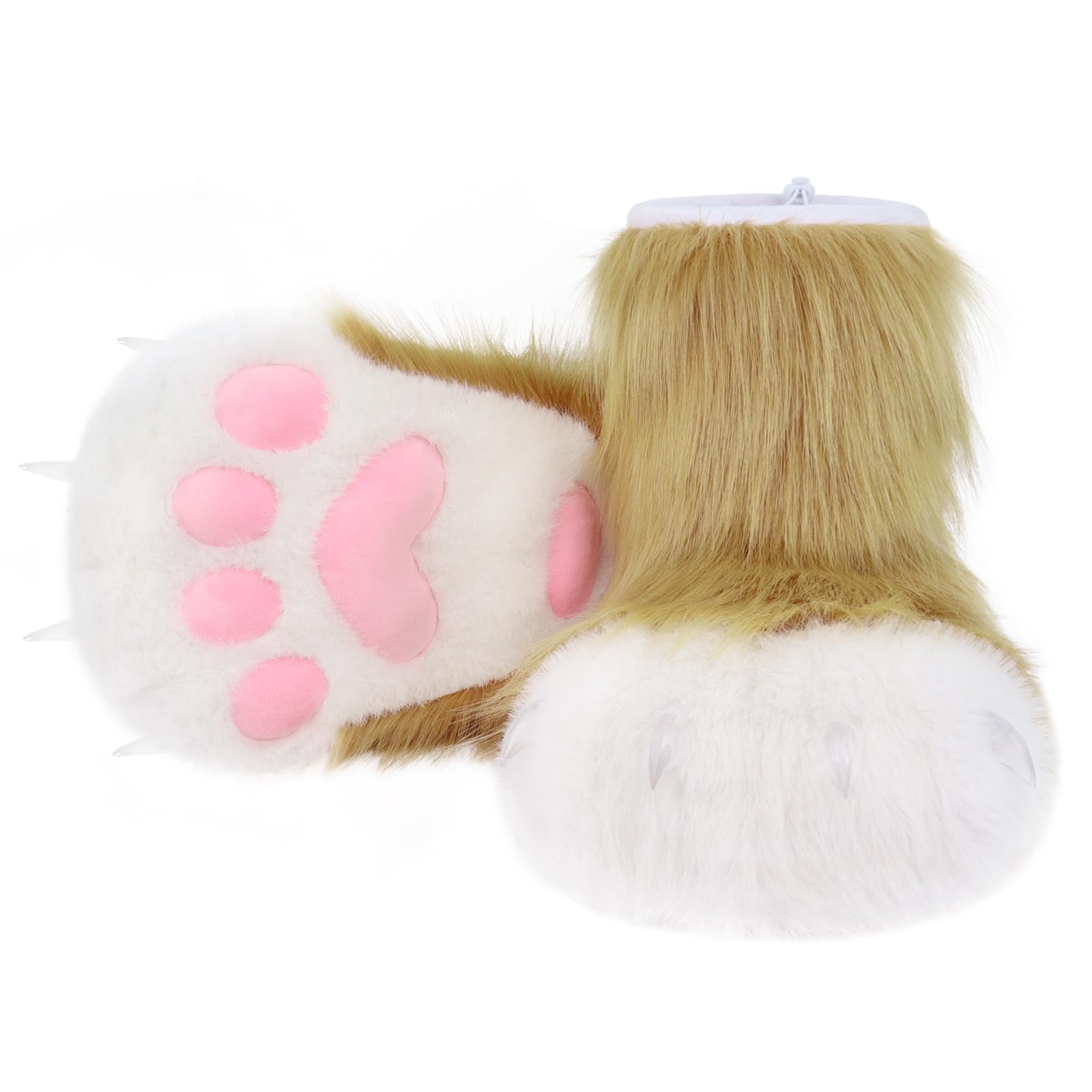 1. Pantofole pelose a forma di animale, per Halloween, costume per cosplay, adulti, bambini, accessori per feste, cosplay, gatti, lupo, cane, volpi, piedi