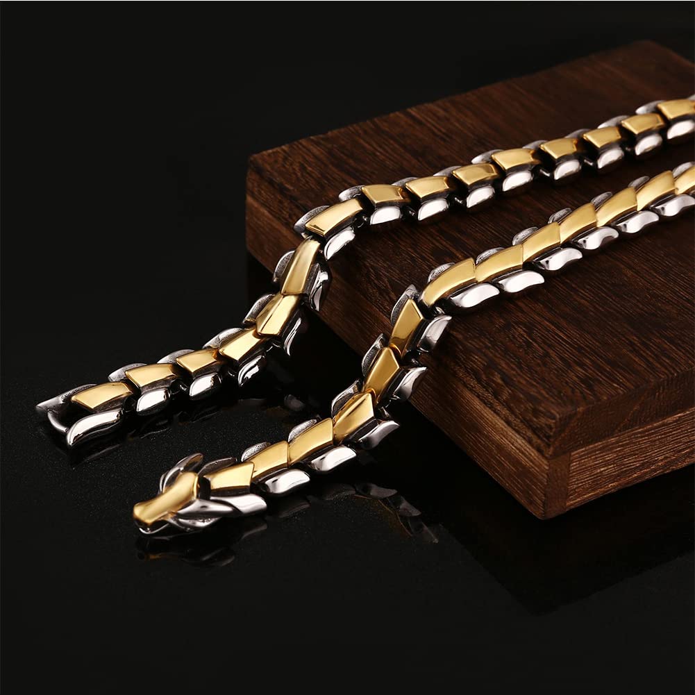 Ouroboros – Jormungandr Wikingerarmband für Herren, Edelstahl, schwer, handgefertigt, Punk, Vintage, Bikerschlange, Handgelenkkette
