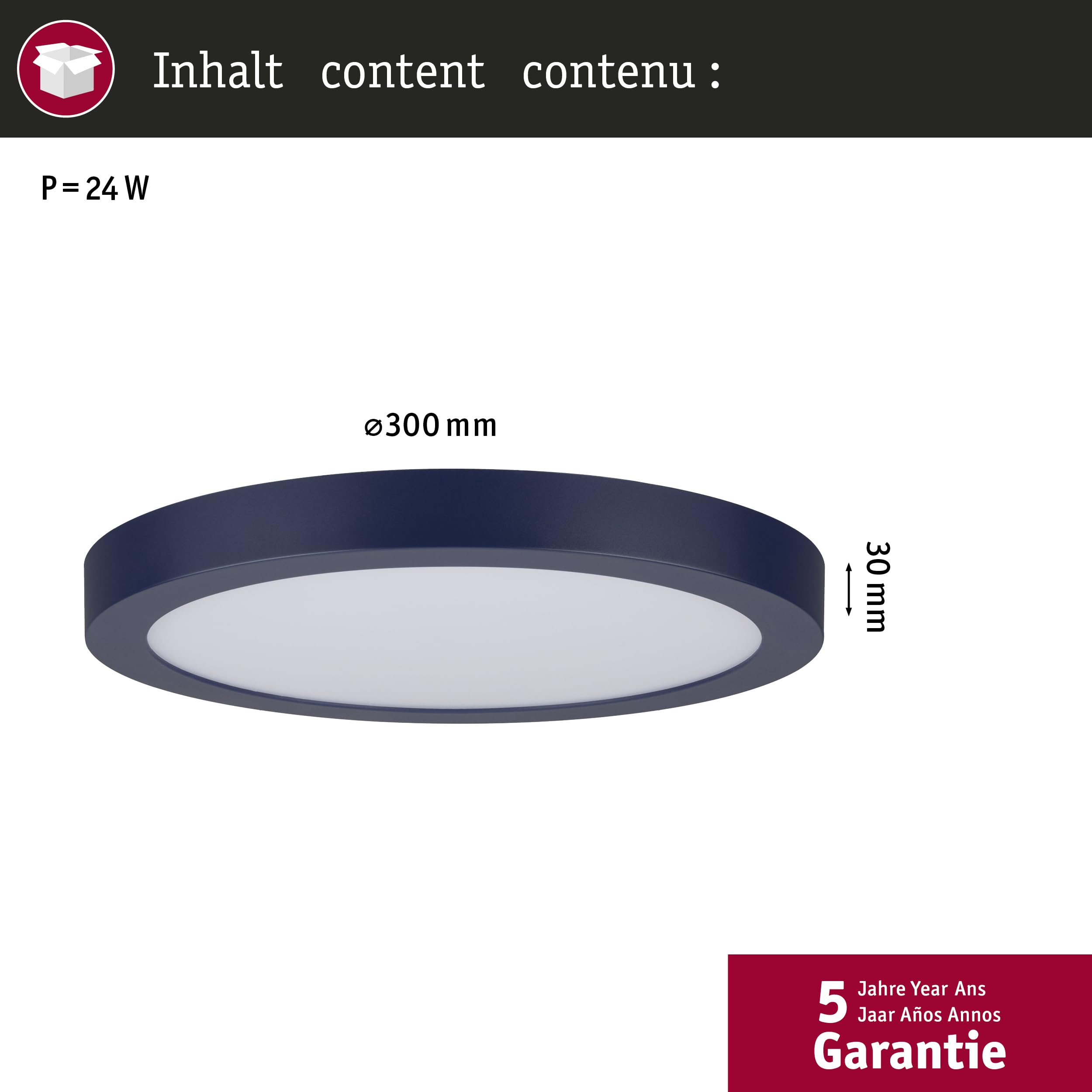 Paulmann Abia 70986 LED Panel 300 mm Warm White Round Including 1 x 22 Watt Matte Night Blue Ceiling Light Plastic 2700 K - Image 2