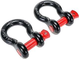 BOOMSTART Heavy Duty Bow Shackle, 4.75 Tons (9,500 Lbs) Screw Pin Bow Shackle, 3/4 inch Alloy Steel D-ring Shackle for Towing Lifting Strap, Trucks Pickups Jeeps, Off-Road Vehicles, Red and Black