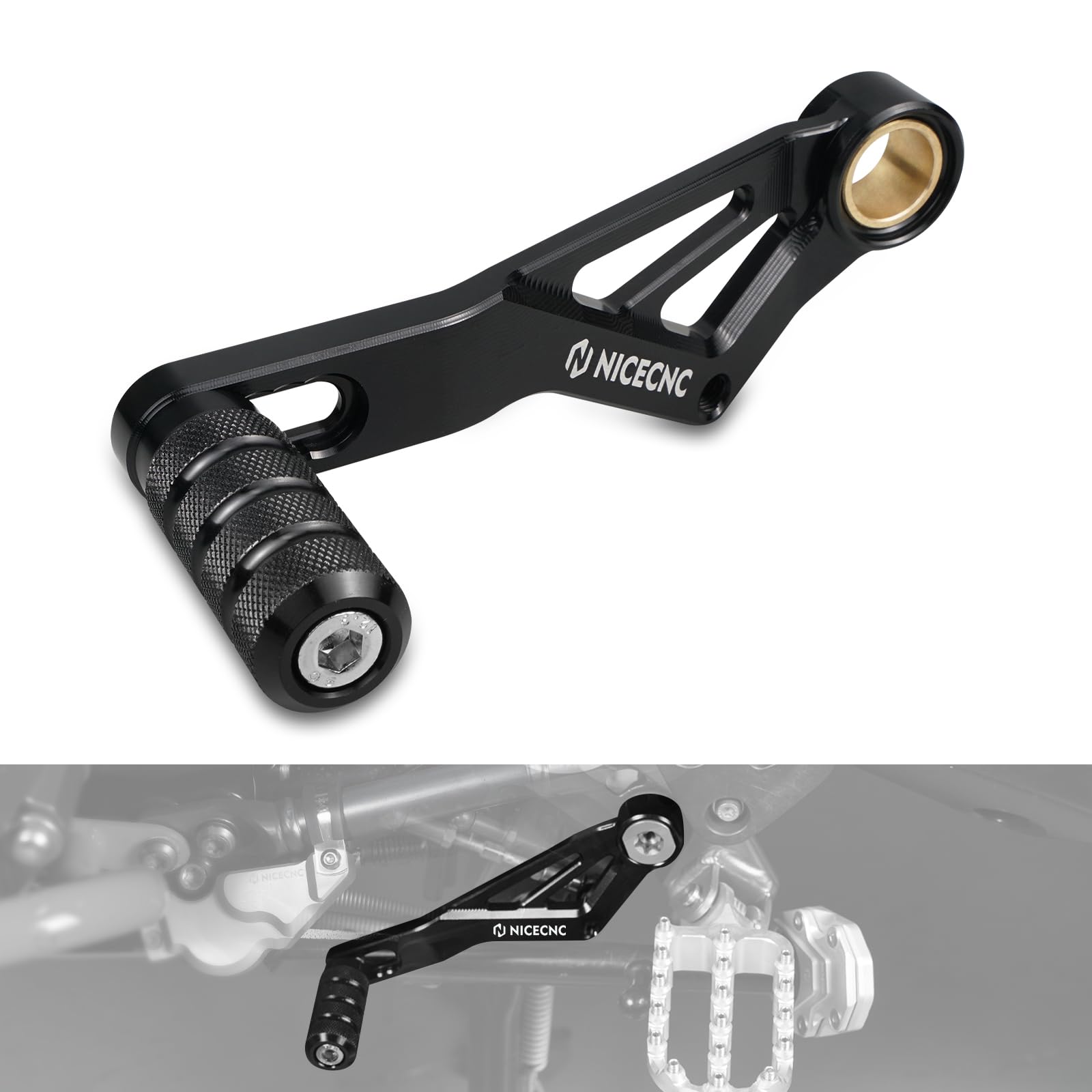 NICECNC Leva del cambio leva del cambio compatibile con BMW R1200GS 2013-2018, R1200GS Adventure 2013-2018, R1250GS 2019-2023, R1250GS Adventure 2019-2024, alluminio, nero