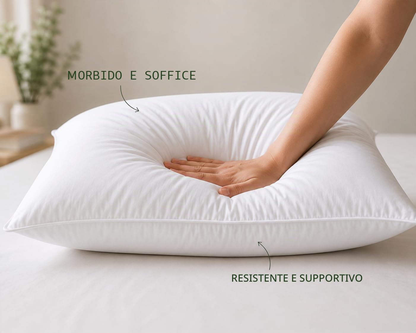 Cuscino in microfibra da 1200 g/mq con piume d’oca, morbido, ipoallergenico, anti-acari, qualità hotel, cuscino lussuoso, soffice, lanoso, la migliore coppia di cuscini per chi dorme sulla schiena e