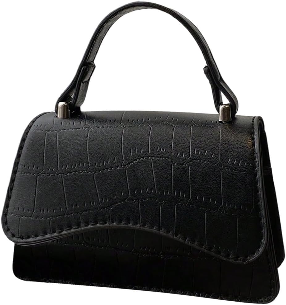 OYOANGLE Women's Top Handle Glossy Leather Bags Flap Clutch Purse Punk Crossbody Handbags