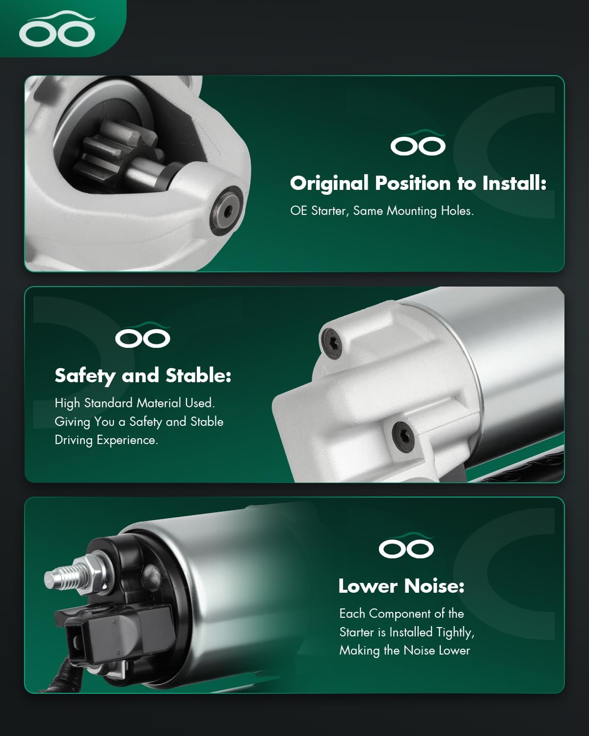 SCITOO Starter for 18954 Starter Motor Fits for John Deere Skid Steer Tractor 4024T 5030T 244J 304J CT315