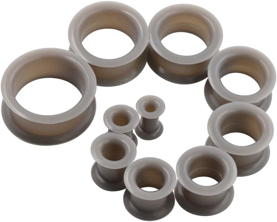 Oyaface 20 PCS Piercing Tunnel Set Soft/Hard Silicone Flesh Ear Plugs 2g-25mm Flexible Ear Stretching Gauge Expander