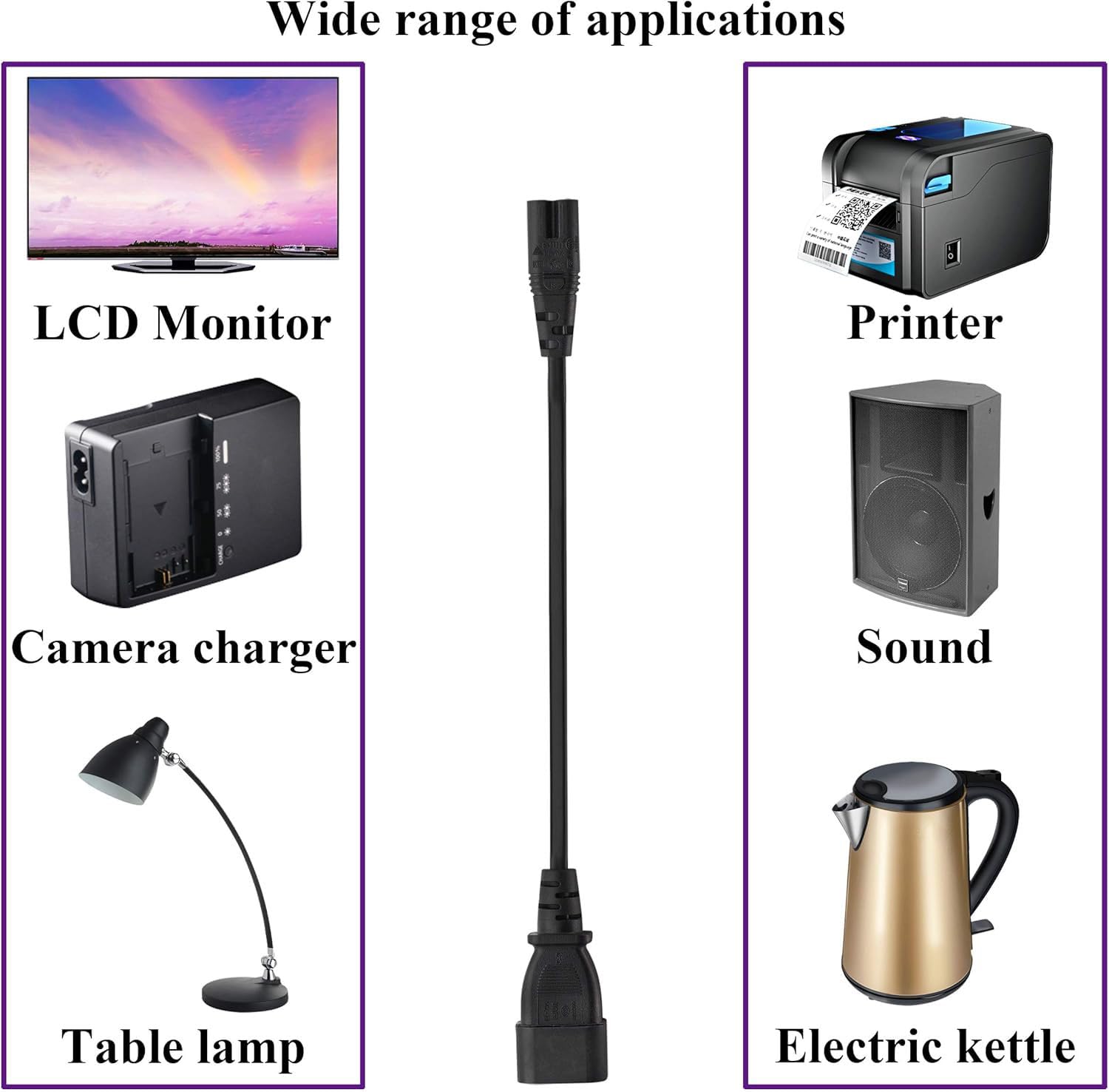 AAOTOKK (2 Pack) IEC 320 C14 to C7 AC Adapter Cable, 10A 125V IEC 3Pole Male to 2Pole Female Figure 8 Power Adapter,IEC C7 to C14 AC Converter Polarized Adapter for LED TV etc (0.3m/1ft)(C7 to C14)