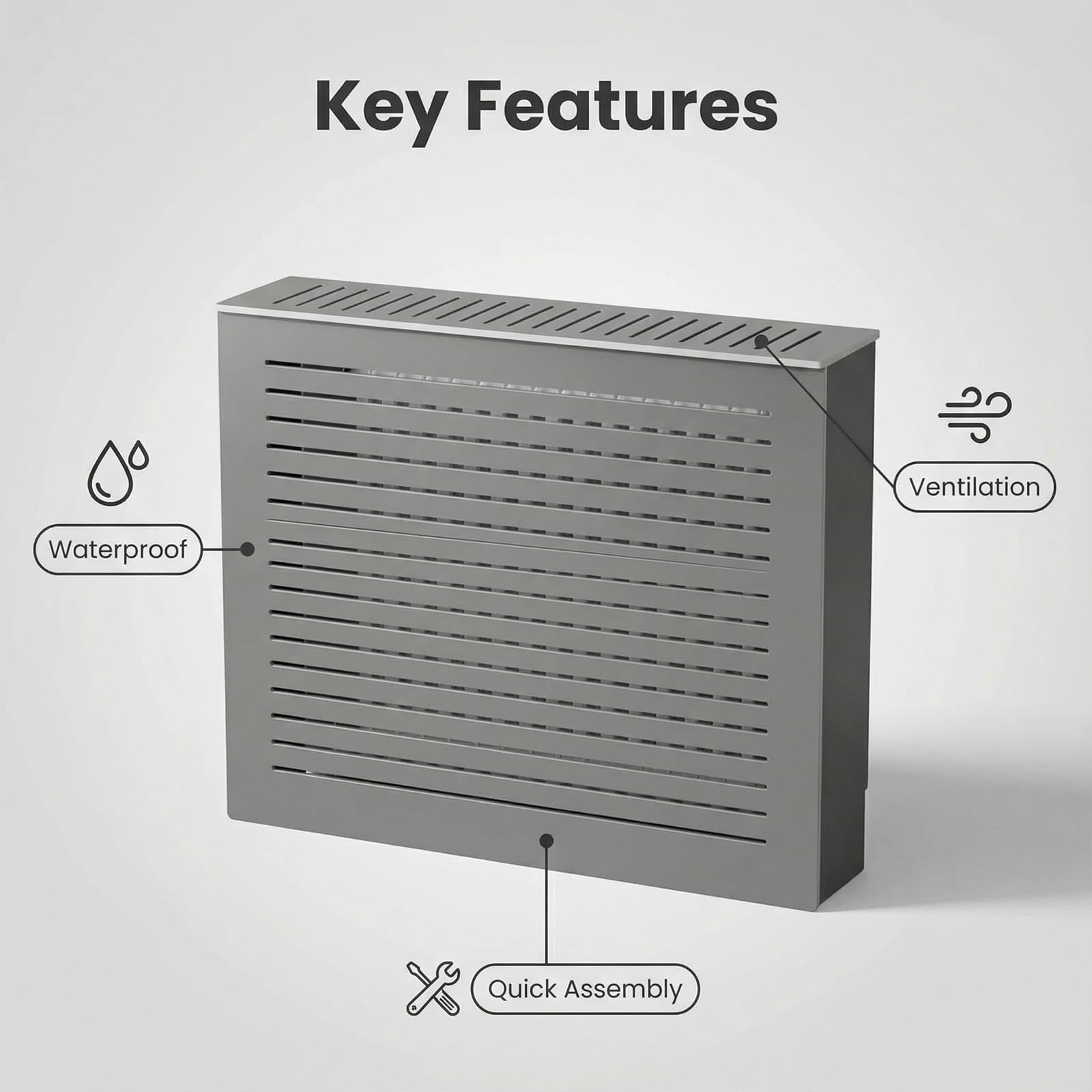 Copritermosifone con ripiano portaoggetti, design ventilato, per soggiorno, camera da letto, bagno, ufficio, impermeabile e ignifugo, elegante e funzionale
