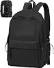 FIORETTO Backpack Womens School Bag Girls Boys, Lightweight Water-Resistant Fits 15.6” Laptop Large Capacity Rucksack with Rain Cover, Ideal for School College Commuting Travel Black