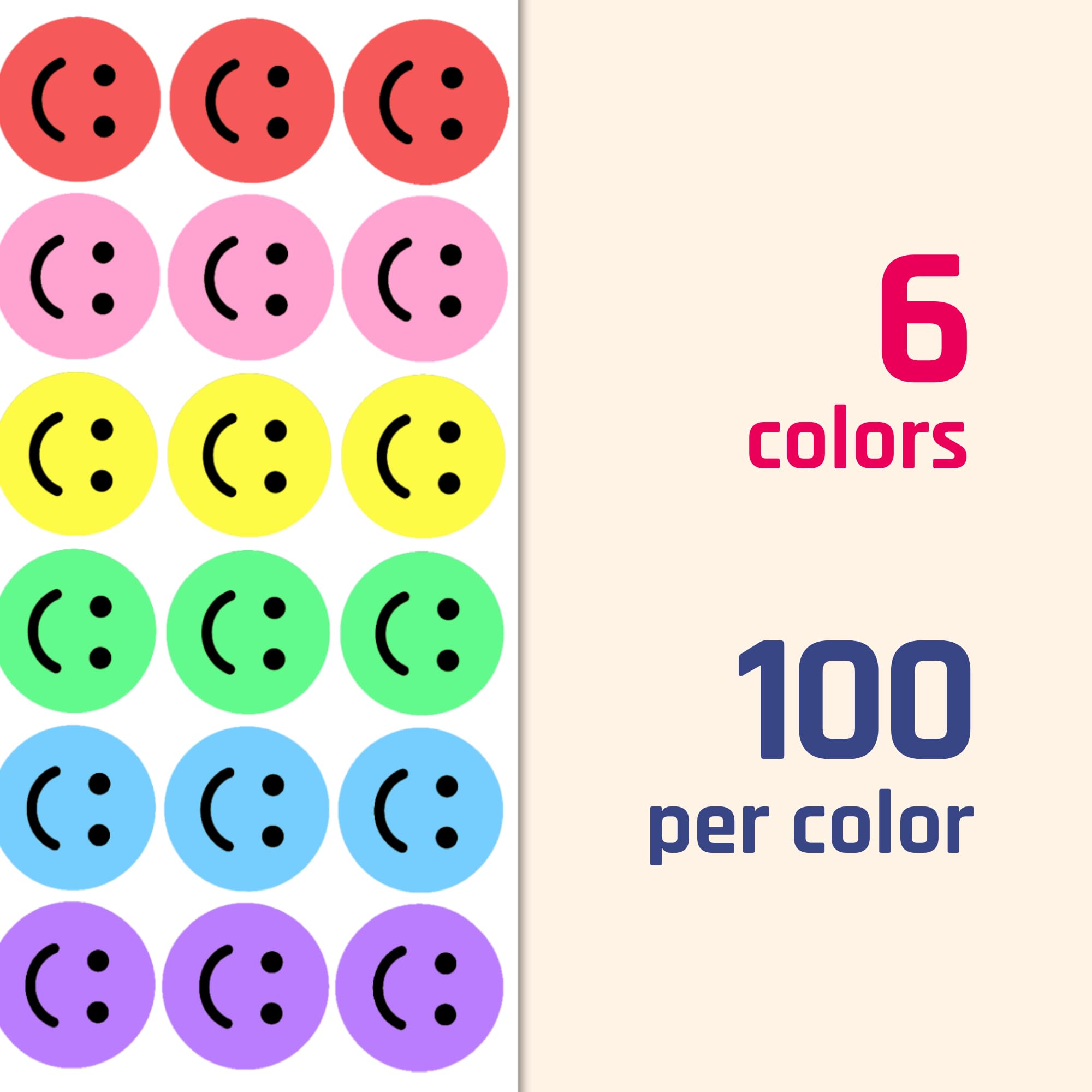 720 Adesivi Emoticon Rotondi - Faccine Felici, Tristi, Normali Per Bambini E Ricompense
