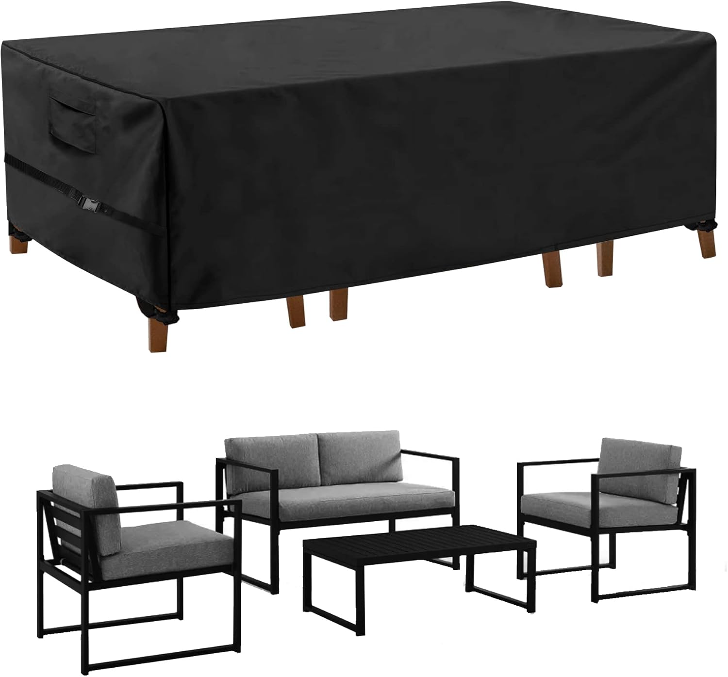 WOMACO Patio Furniture Cover Set, Waterproof Outdoor Cover, Black, for 4 Piece Set