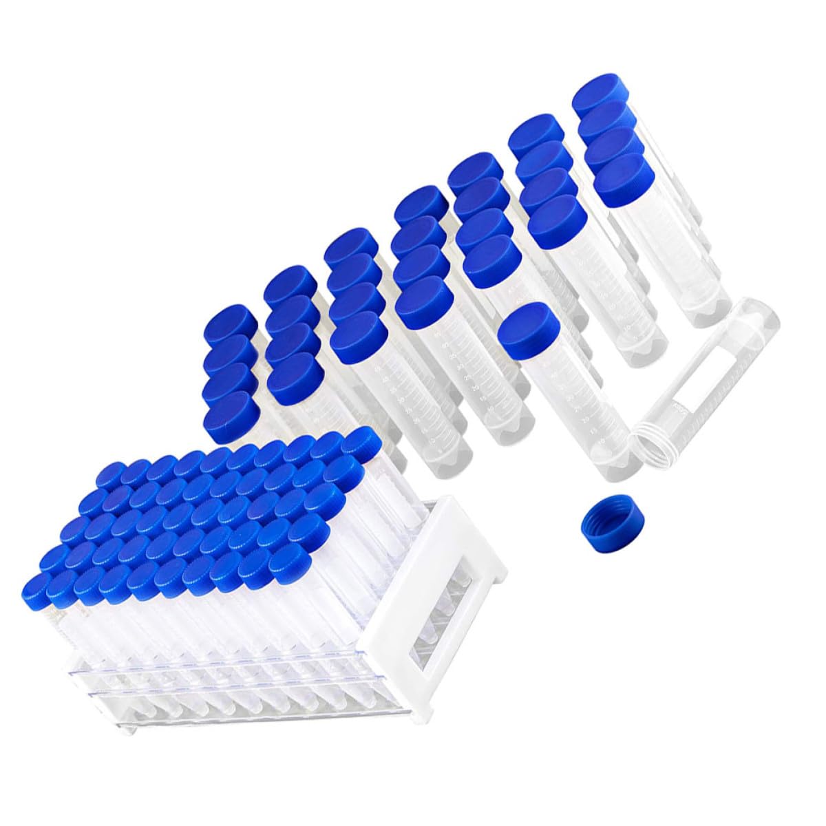 LIFKOME 81pezzi Provette in Plastica Con Per Centrifuga Inclusi Portaprovette Adatte Per Esperimenti Scientifici Esplorazione Conservazione Liquidi e Uso Quotidiano