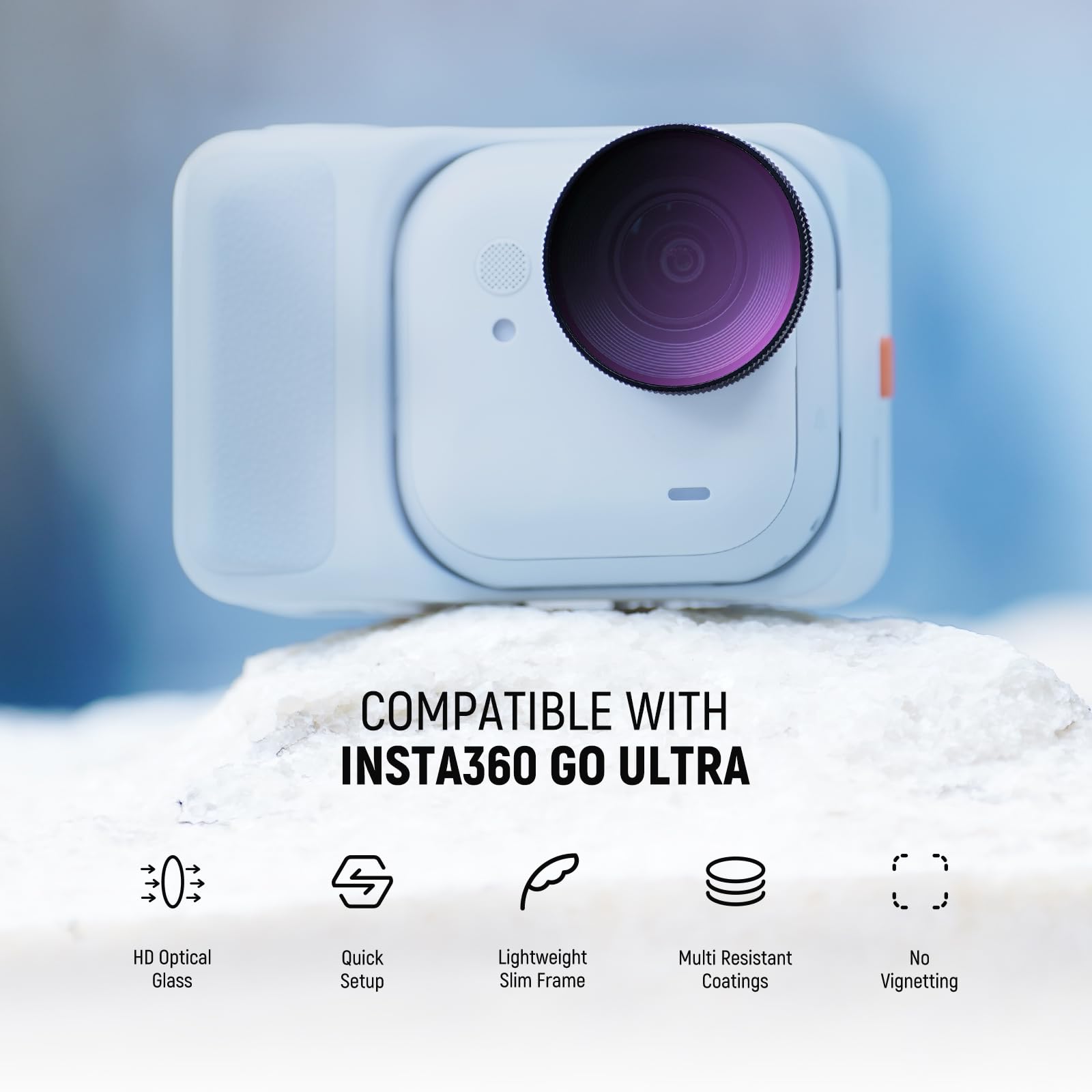 NEEWER Zestaw filtrów ND kompatybilny z Insta360 GO Ultra (UV/CPL/ND8/ND16/ND32/ND64), filtr obiektywu okrągłego polaryzator neutralna gęstość, szkło optyczne HD akcesoria do kamer akcji, FL-C53