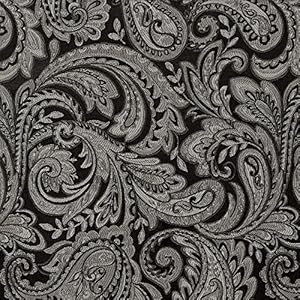 Madison Park Aubrey Jacquard Rod Pocket Valance Classic Elegant Silk Paisley Valances for Windows 50X18 Black