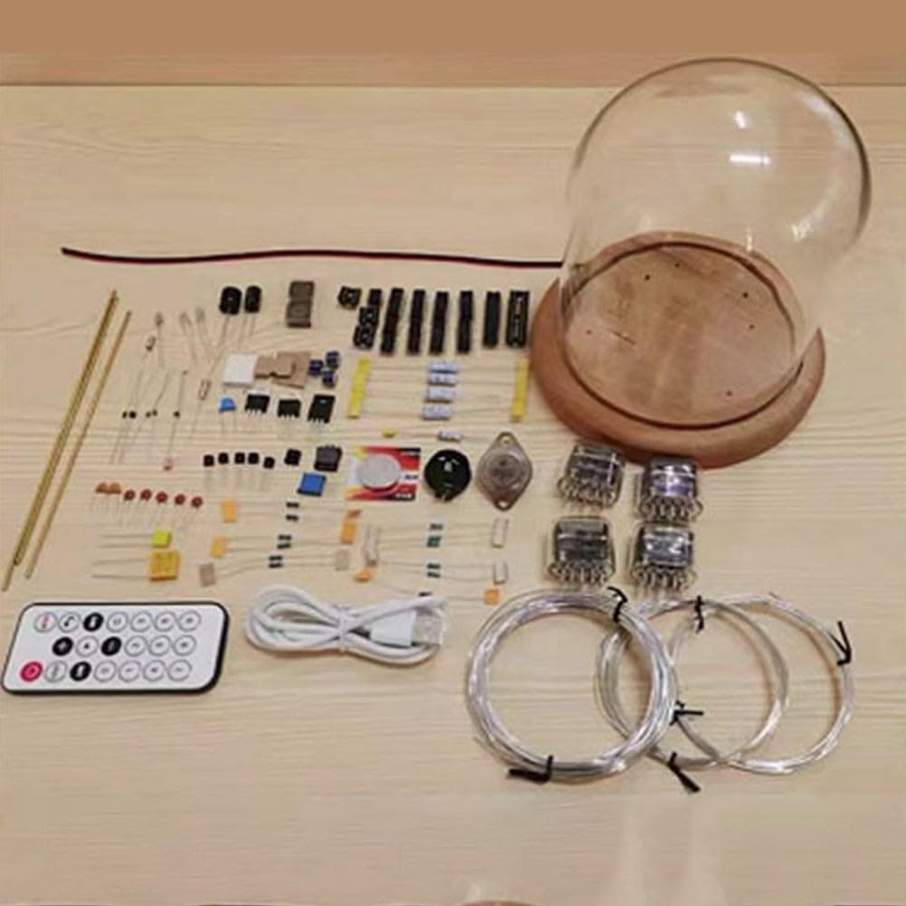 IN-12 - Orologio digitale a LED Nixie, kit fai da te con retroilluminazione RGB, base in legno di vetro, display IPS per decorazione da scrivania retrò