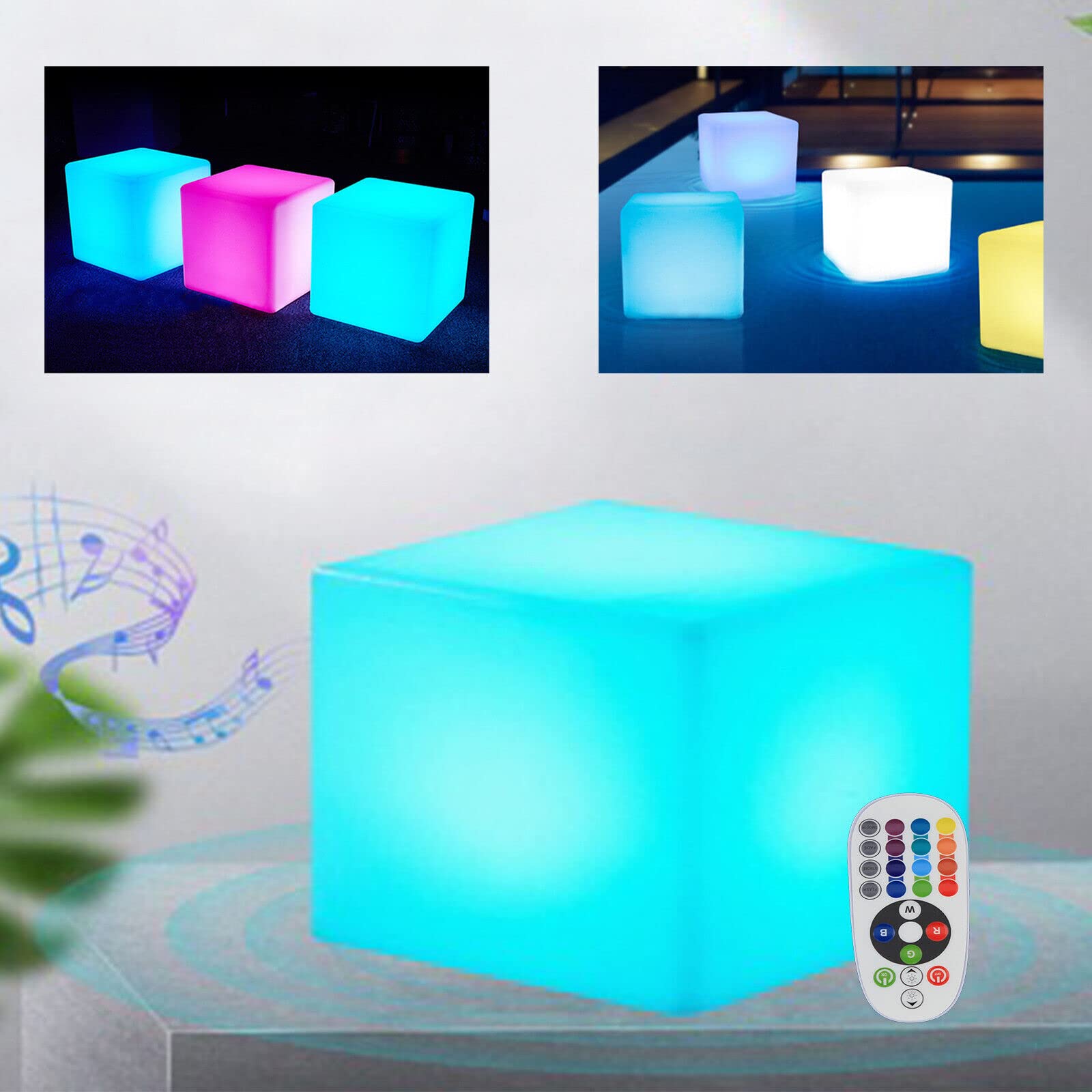 Shining Cube LED-Würfel (30cm) weiß, mit Infrarot-Fernbedienung (7 Farben), Leucht-Würfel für außen und innen, als Deko, Tisch oder Hocker