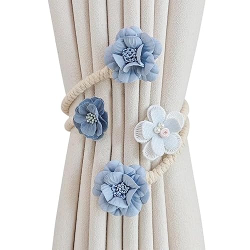 2024新型カーテン タッセル 2個セット 花柄 ふさかけ 留め具 アクセサリー ホルダー インテリア 北欧 おしゃれ シンプル クリップ カーテン収納結束バンド4色オプションfewf001 (ミルクティー, 46*5cm)