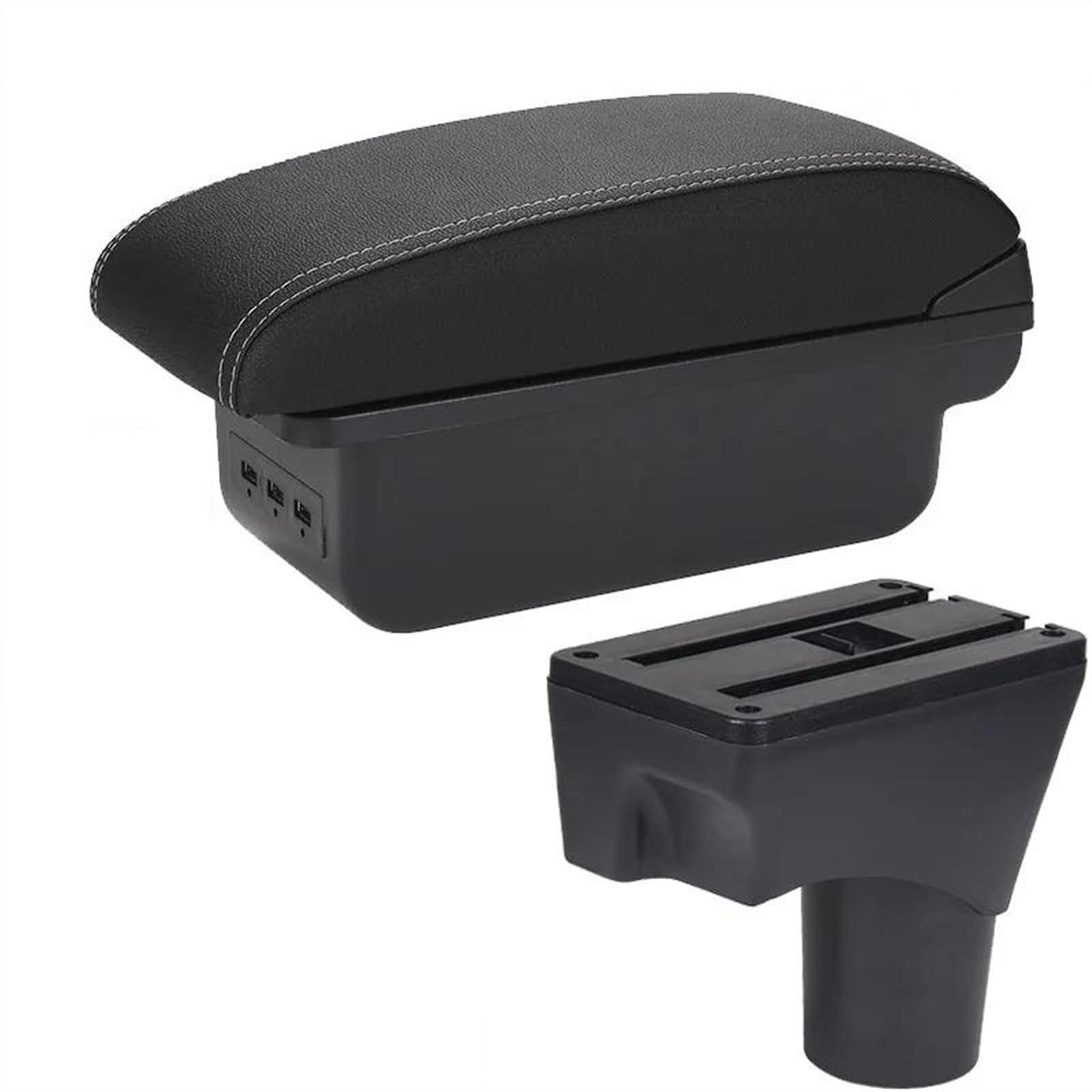 NMJLQW Storage Rack Car Center Console Armrest Box Armrest Storage Box Console Storage Box For Sunny For March For Micra K13 2010-2022(B3 Black white 3USB)