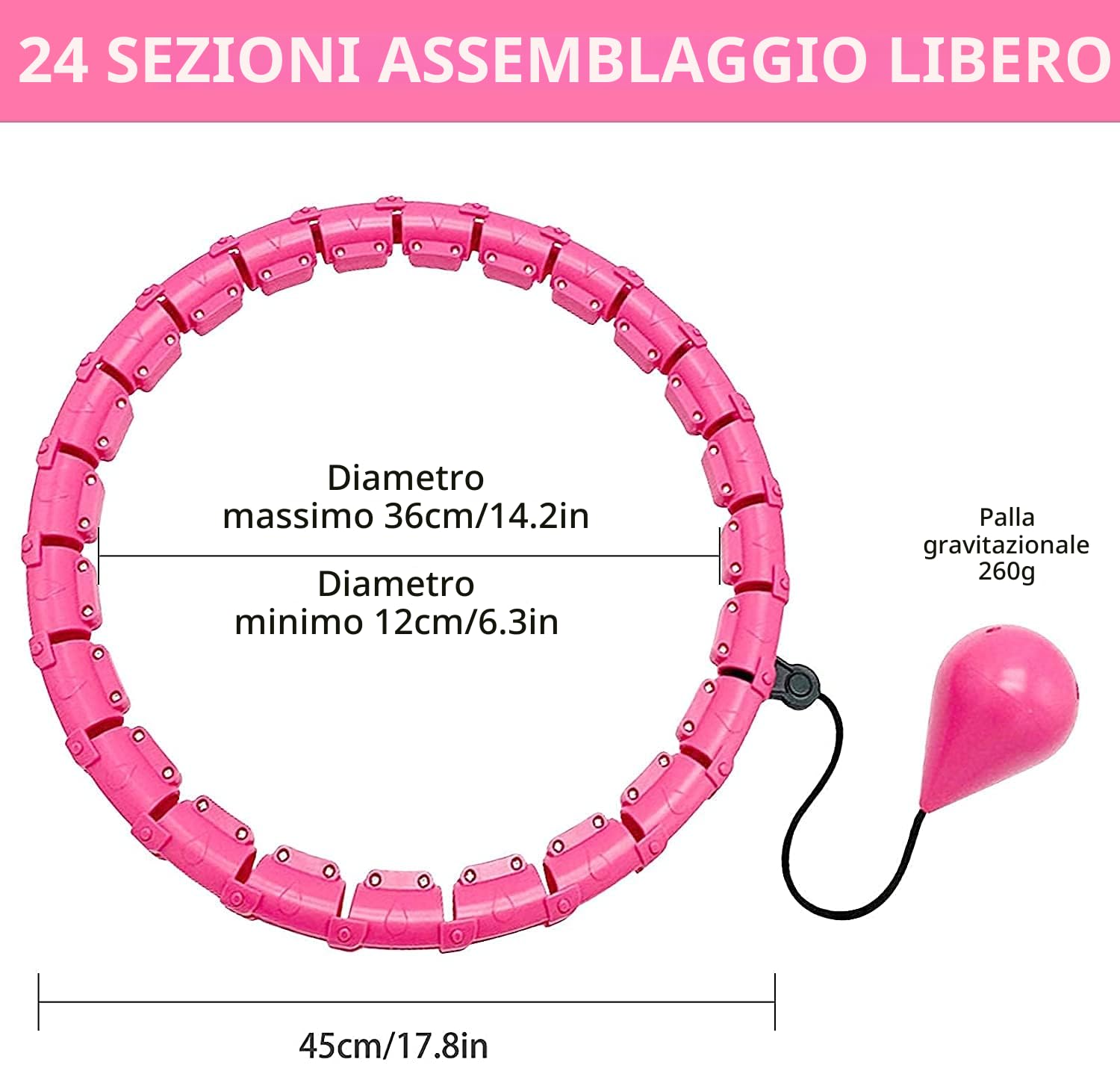 Non cadrà Hula Hoop Lavoratore a Vita Calda Regolabile per Adulti Hula Hoop (Vita 55-125 cm)