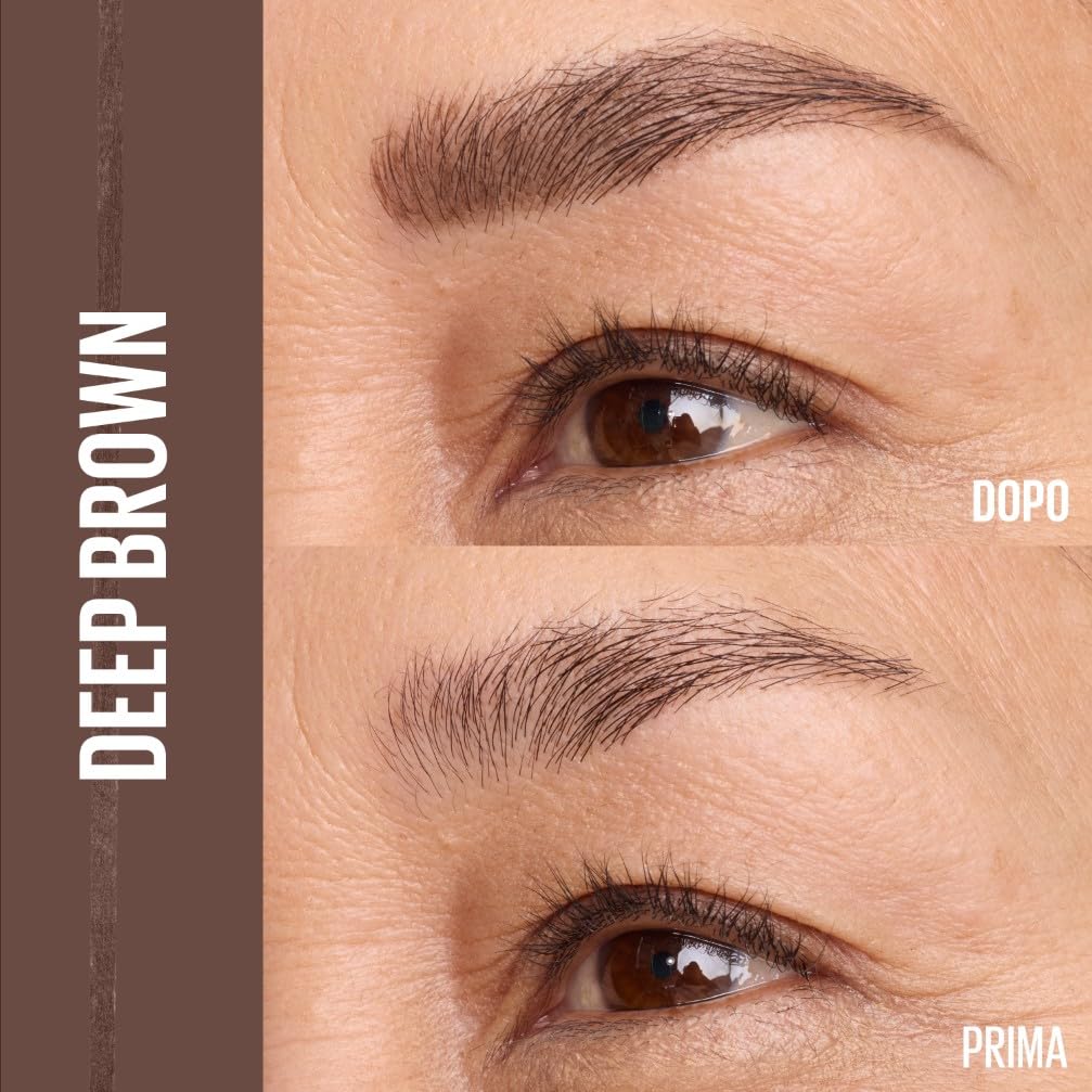 Maybelline New York Matita per Sopracciglia, Sopracciglia Definite, Formula Che Non Si Sfalda, Con Punta di Precisione e Pettinino, Brow Ultra Slim, Tonalità Deep Brown, 7,2 g