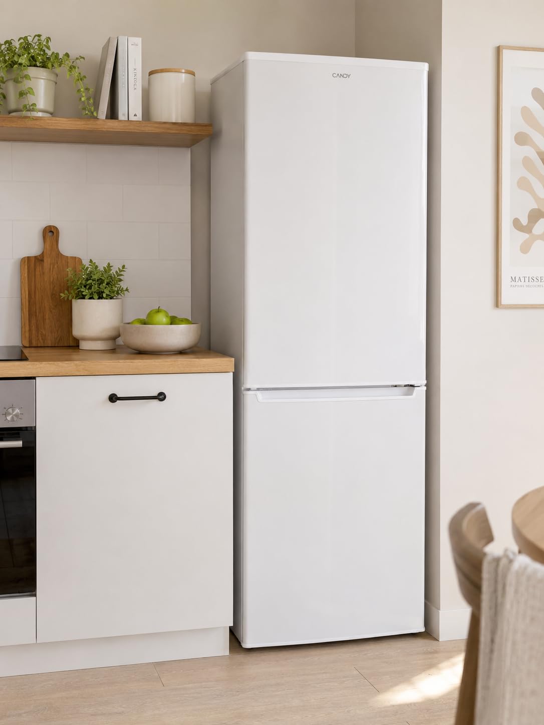 CANDY Frigorifero Combinato, Libera Installazione, 207 L (138L Frigo + 69L Freezer), Statico, Classe E, Silenzioso 40 dB, Luce LED, Porta Reversibile, 151 x 55 x 58 cm, Bianco - CHCS 514EW