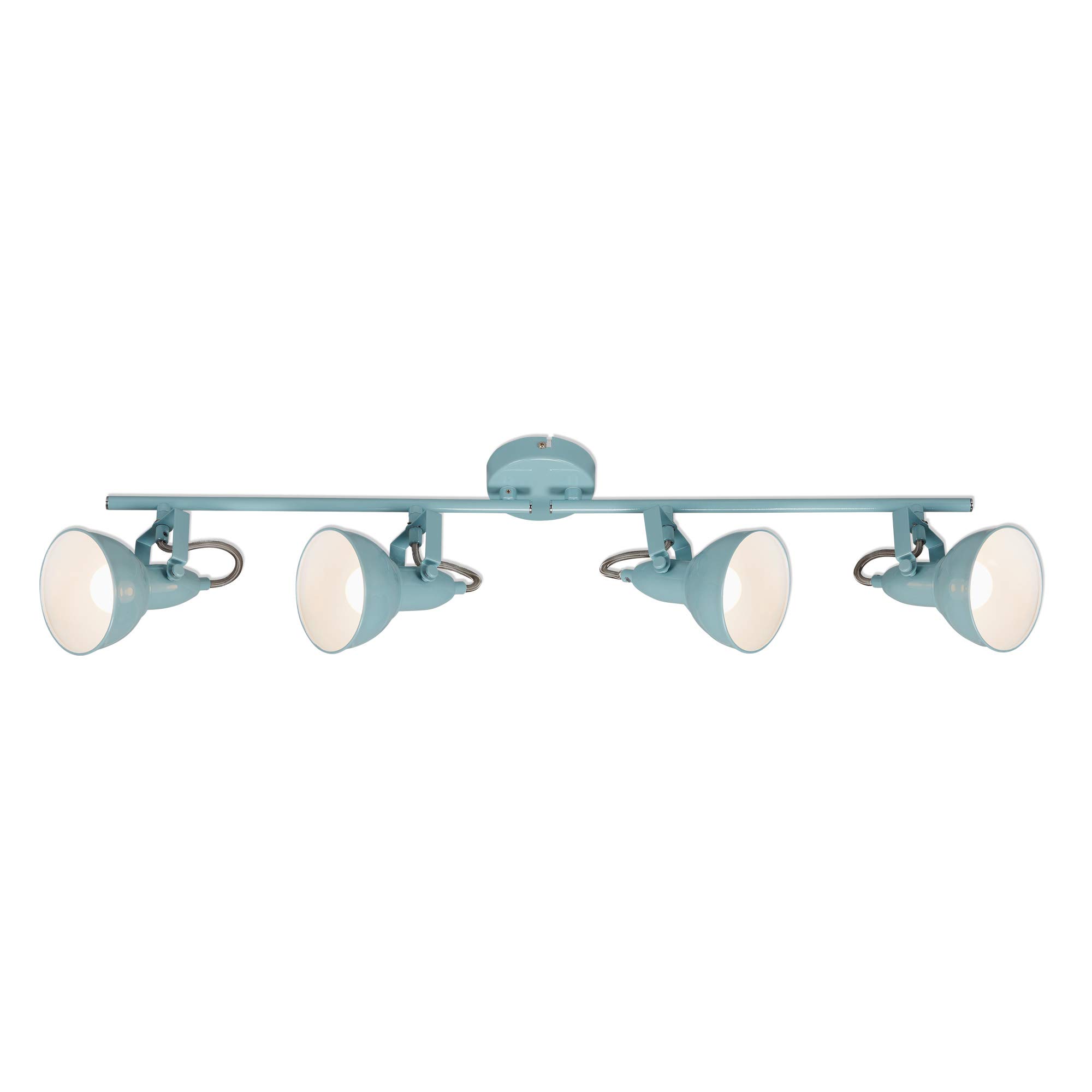 BRILONER Leuchten Ceiling Light, 4-Bulb Spotlight, can Pivot and Rotate, Retro/Vintage, 4 x E14, 40 Watts, Metal, Mint and White, 790x190mm (LxH), 2049-040