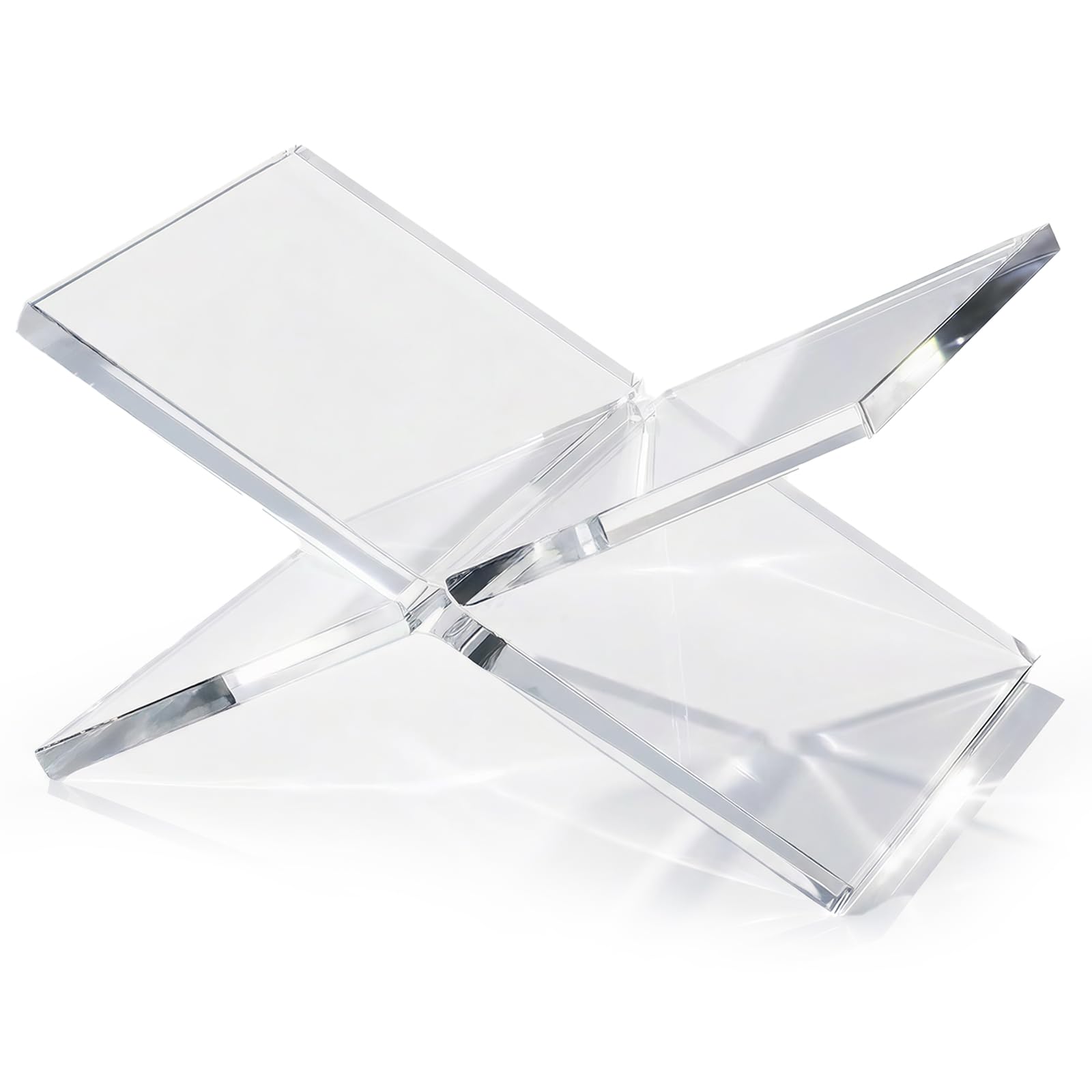 Photo 1 of Clear Acrylic Book Stand, 12 x 8 x 6 in Open Book Display Holder, 8mm Thick X-Shape Cookbook Stand for Kitchen Counter, Coffee Table Books, Bibles, Art Books and Magazines