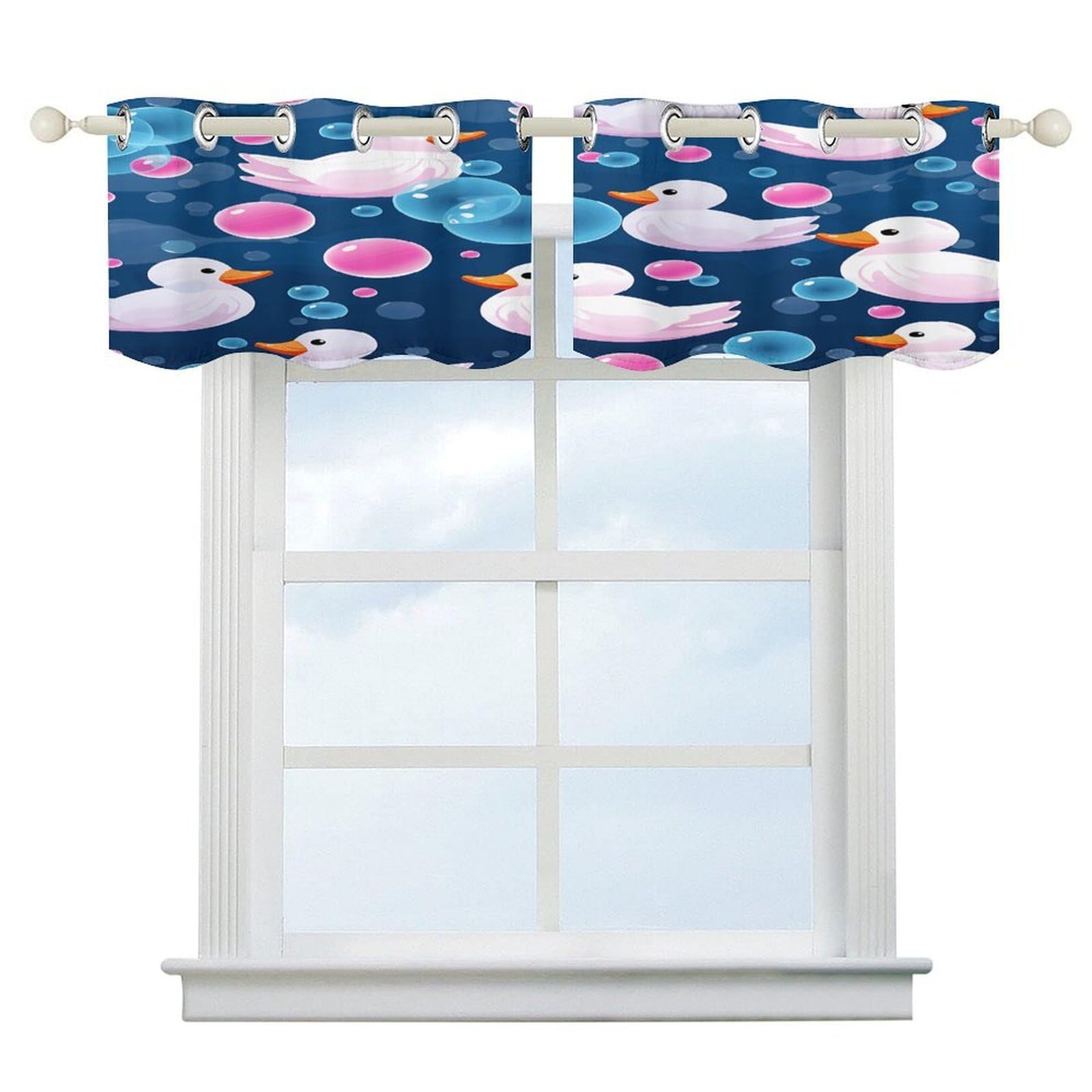 Cortinas opacas de patitos para ventanas de cocina y baño con diseño moderno de 52 x 18.1"