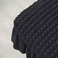 Vista 5 de SZJIAHTM Funda otomana elástica de celosía, funda elástica suave con falda, reposapiés rectangular de poliéster, protector de muebles moderno