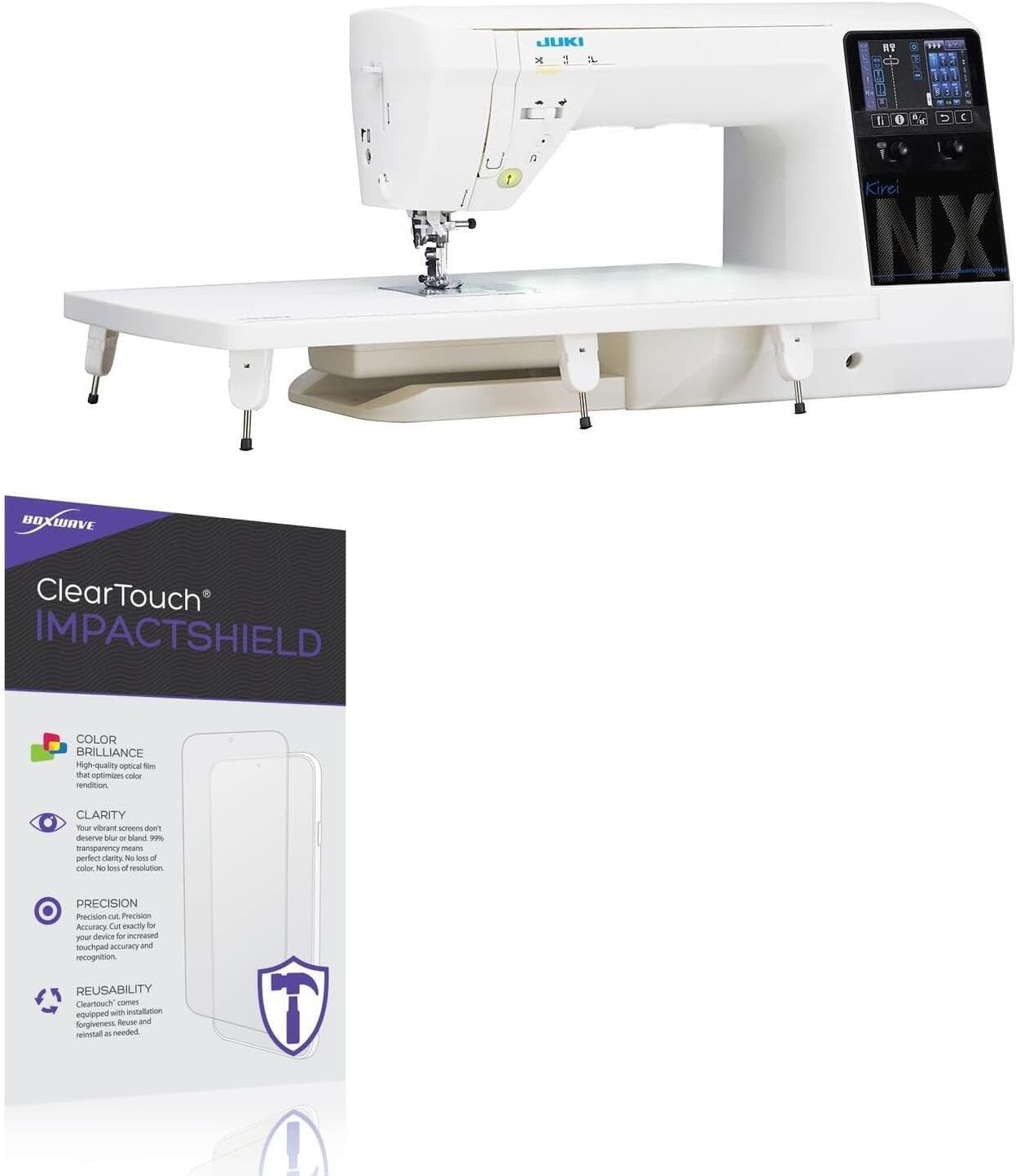 BoxWave Screen Protector Compatible with Juki Kirei HZL-NX7 – ClearTouch ImpactShield (2-Pack), Impenetrable Screen Protector Flexible Film BoxWave Screen Protector Compatible with Juki Kirei HZL-NX7 – ClearTouch ImpactShield (2-Pack), Impenetrable Screen Protector Flexible Film