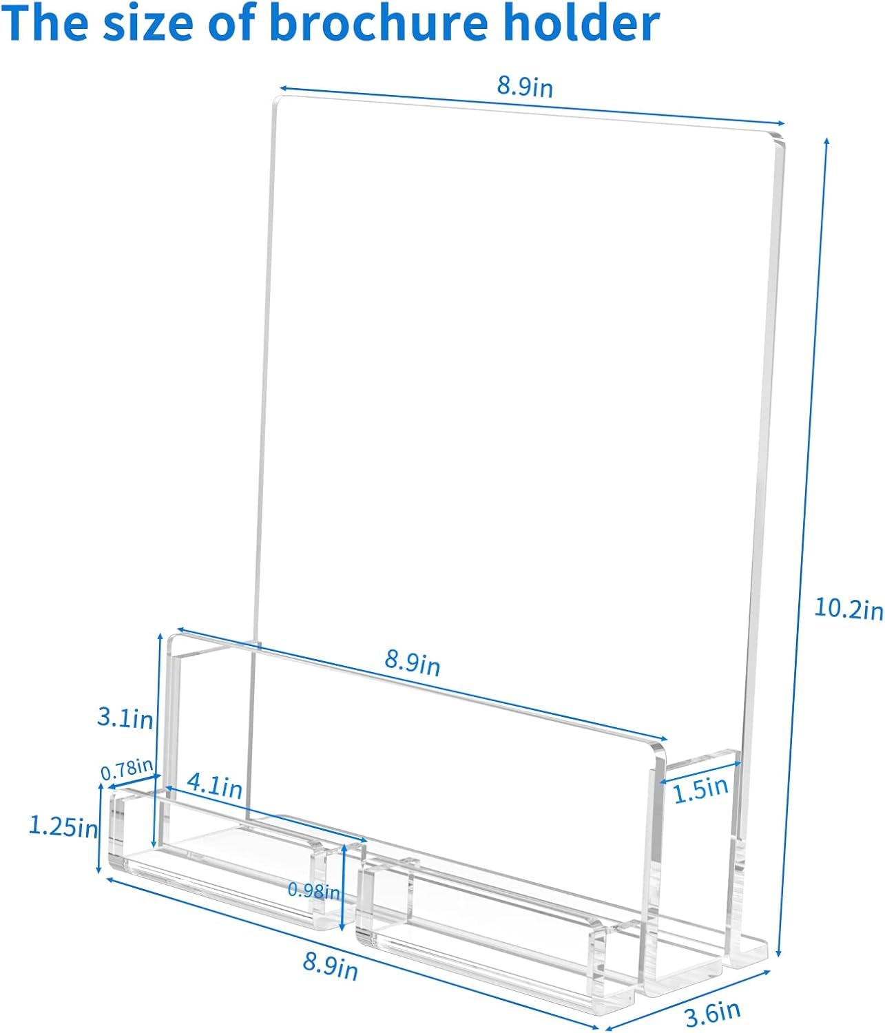 HIIMIEI Acrylic Leaflet Holder A4: 2 Pack Clear Brochure Holder with Business Card Holder - Image 2