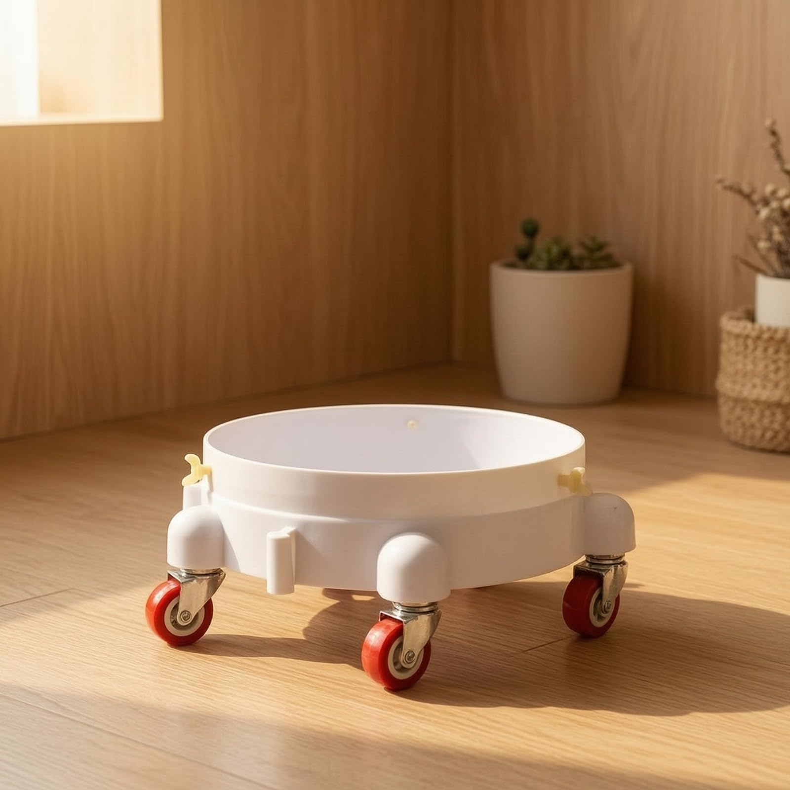 Baoblaze Base Portatile Lavaggio Auto Supporto Carrellato Secchio Bordo Rialzato Ruote Piroettanti Freno Sicuro Costruzione Robusta in PP E PU Adatta a Cura, Trasparente Bianco