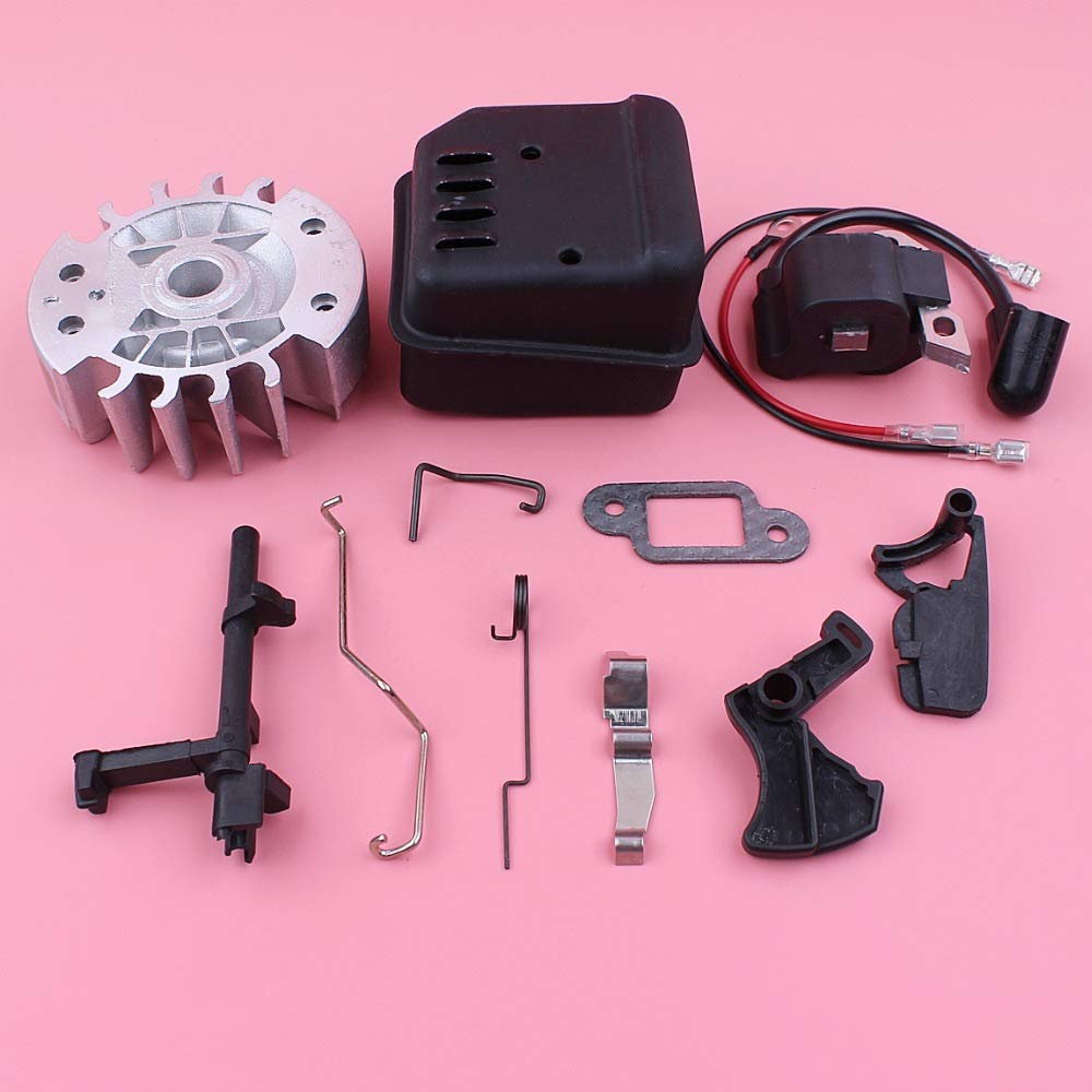 HAOHAO Agotar Kit silenciador del Volante Bobina de Encendido Gatillo Choke Varilla Muelle Compatible with Stihl MS180 MS170 Motosierra 018 017 Repuesto