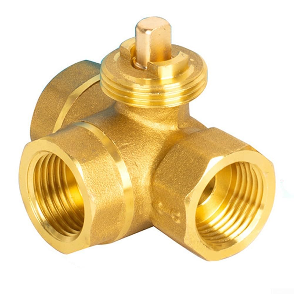 Robinet boisseau sphérique électrique 3 voies DN25 type T en laiton pour réseau HVAC