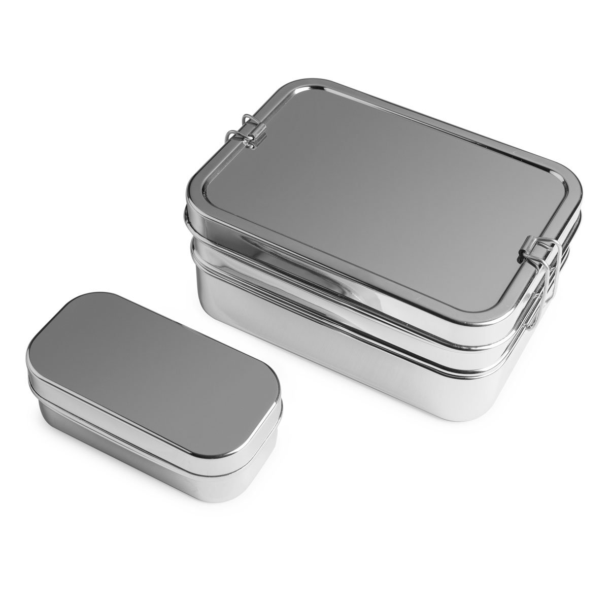 Lunchbox 3in1 BIG - Große Three-in-one Brotdose aus Edelstahl - 100% BPA frei, fest verschliessbar