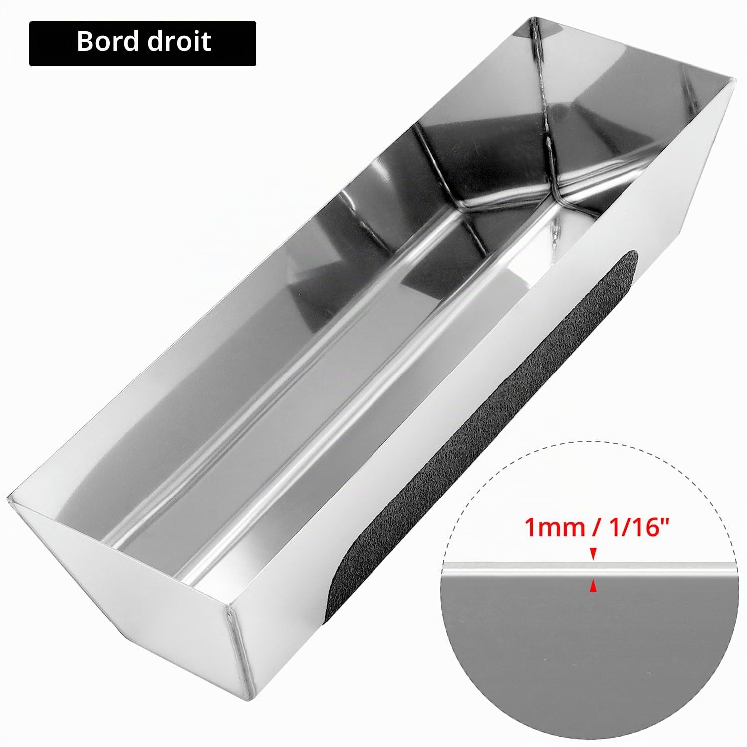 QWORK® bac à enduit rectangulaire en inox 30.5 cm, robuste, avec patin antidérapant