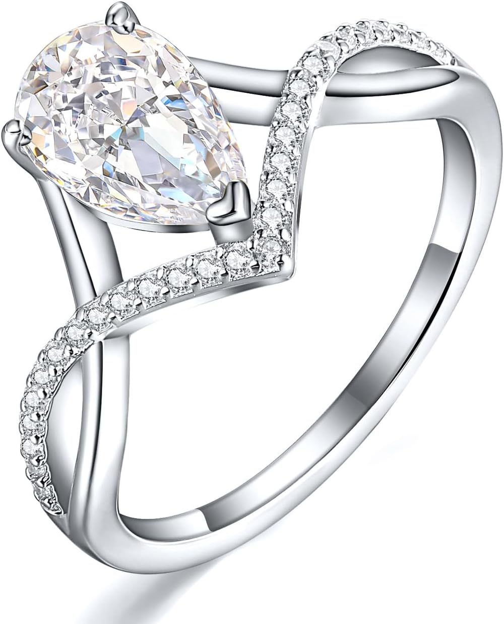 1.5ct Pear Moissanite Wedding Ring for Women 6x9MM Water Drop Laboratory Diamonds S925 Silver Bands Jewelry