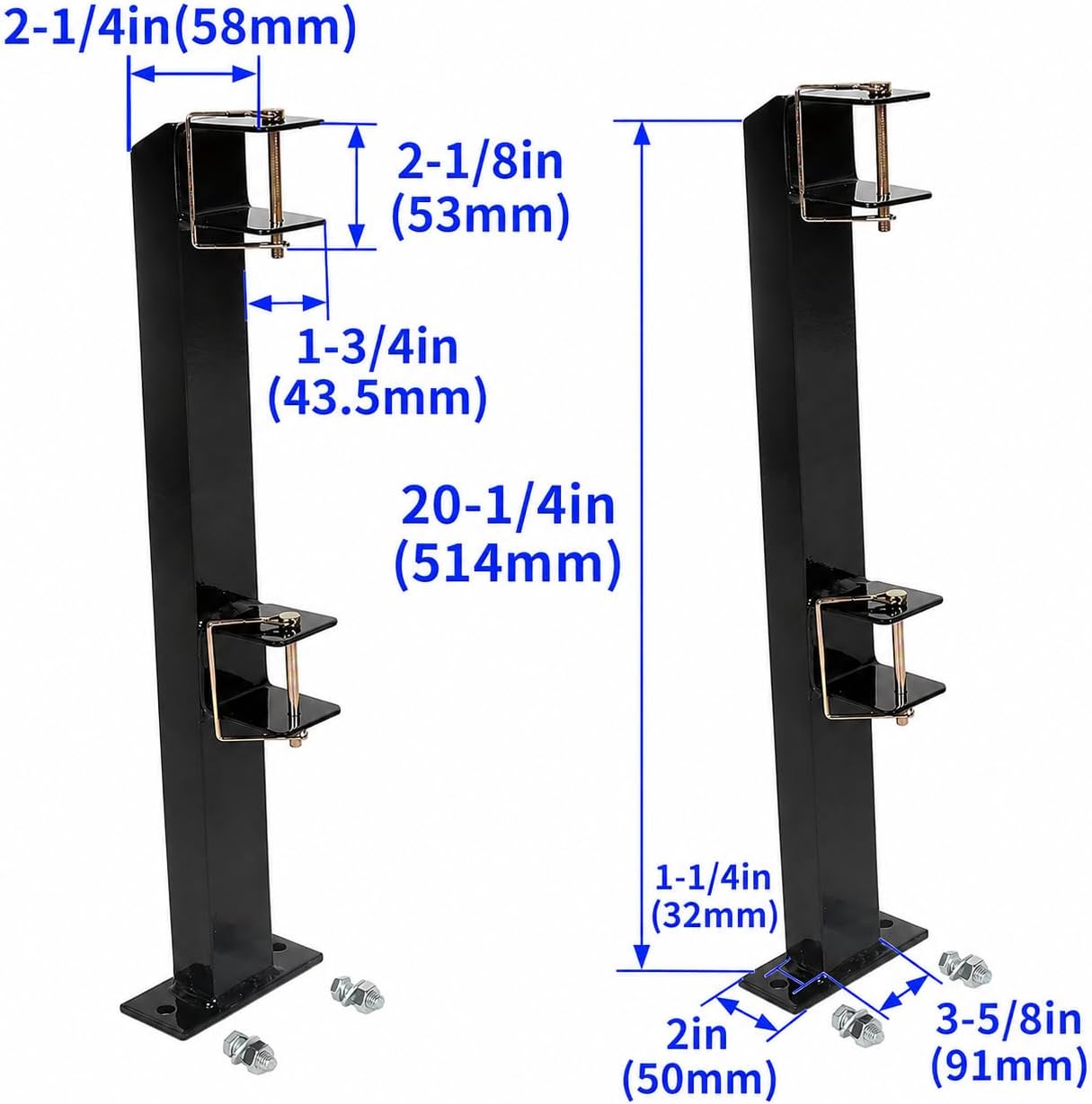 KUAFU 2 Place Weeder Trimmer Racks Holders Hold for Open Landscape Trailer Truck Edgers Pole Saws Tree Trimmers Black